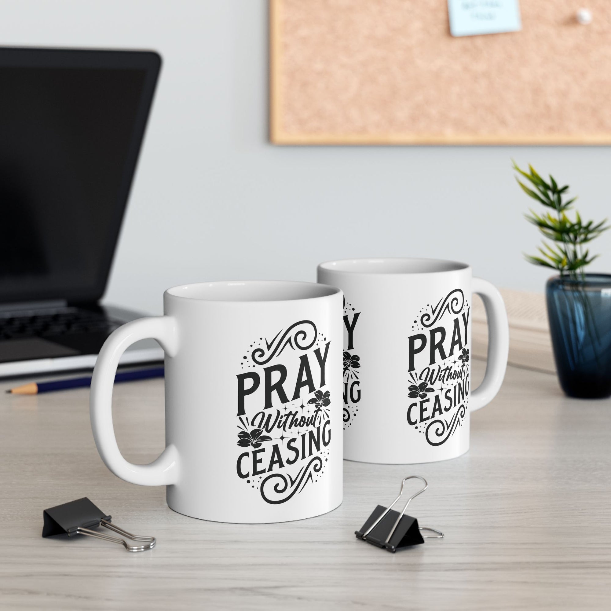 Inspirational Ceramic Mug - "Pray Without Ceasing" - Perfect for Daily Motivation & Gift Giving