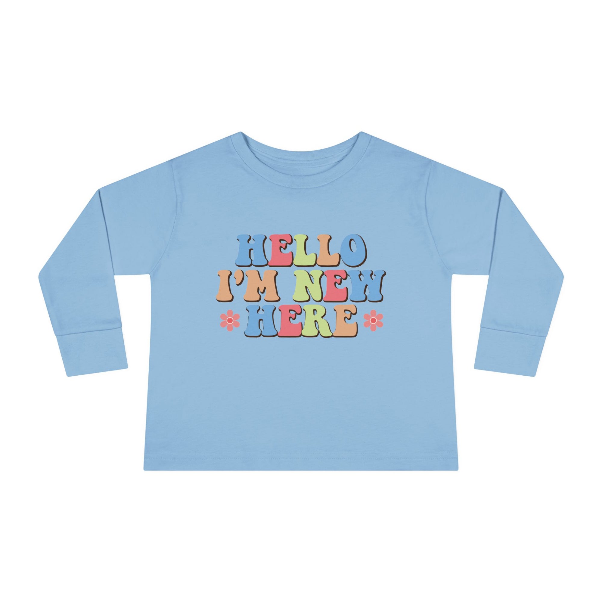 Toddler Long Sleeve Tee - "Hello I'm New Here" Playful Design for Newborns and Celebrations