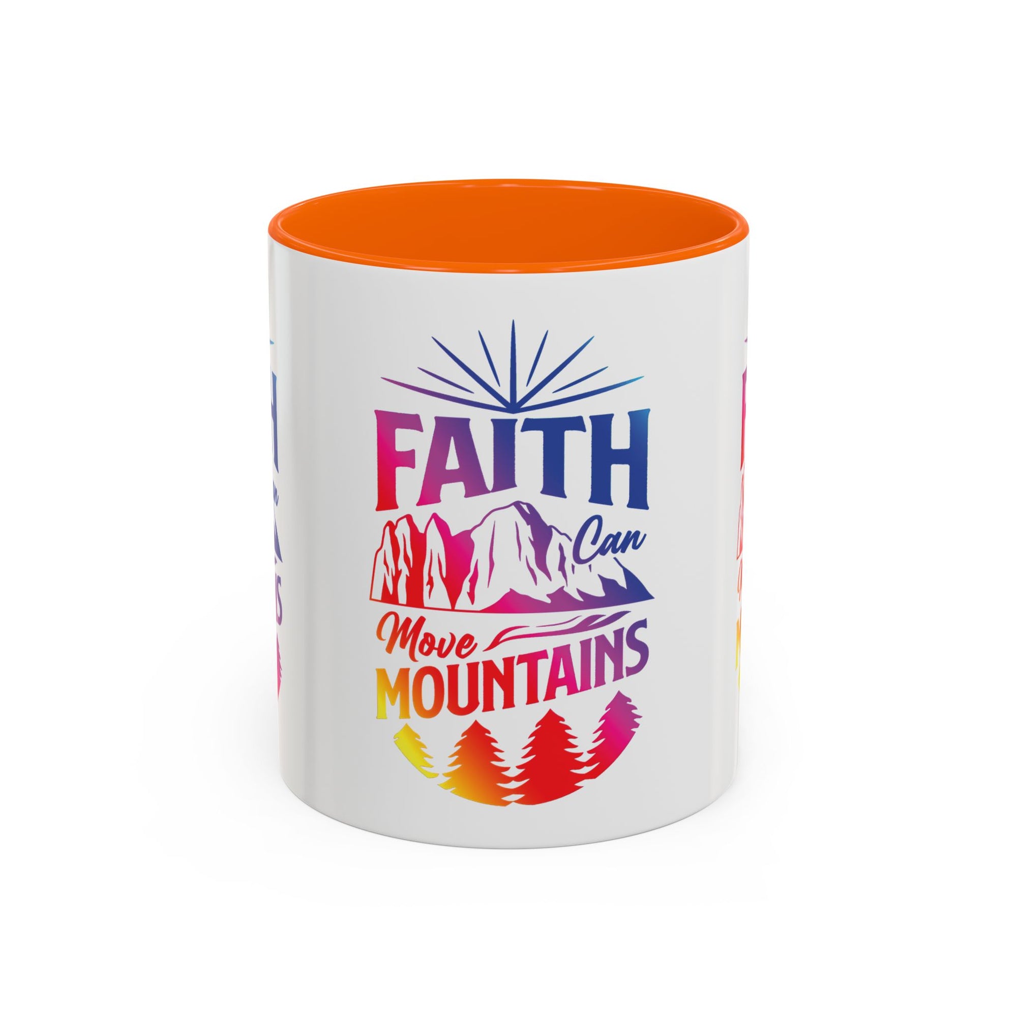 Faith Can Move Mountains Accent Coffee Mug - Inspirational Design