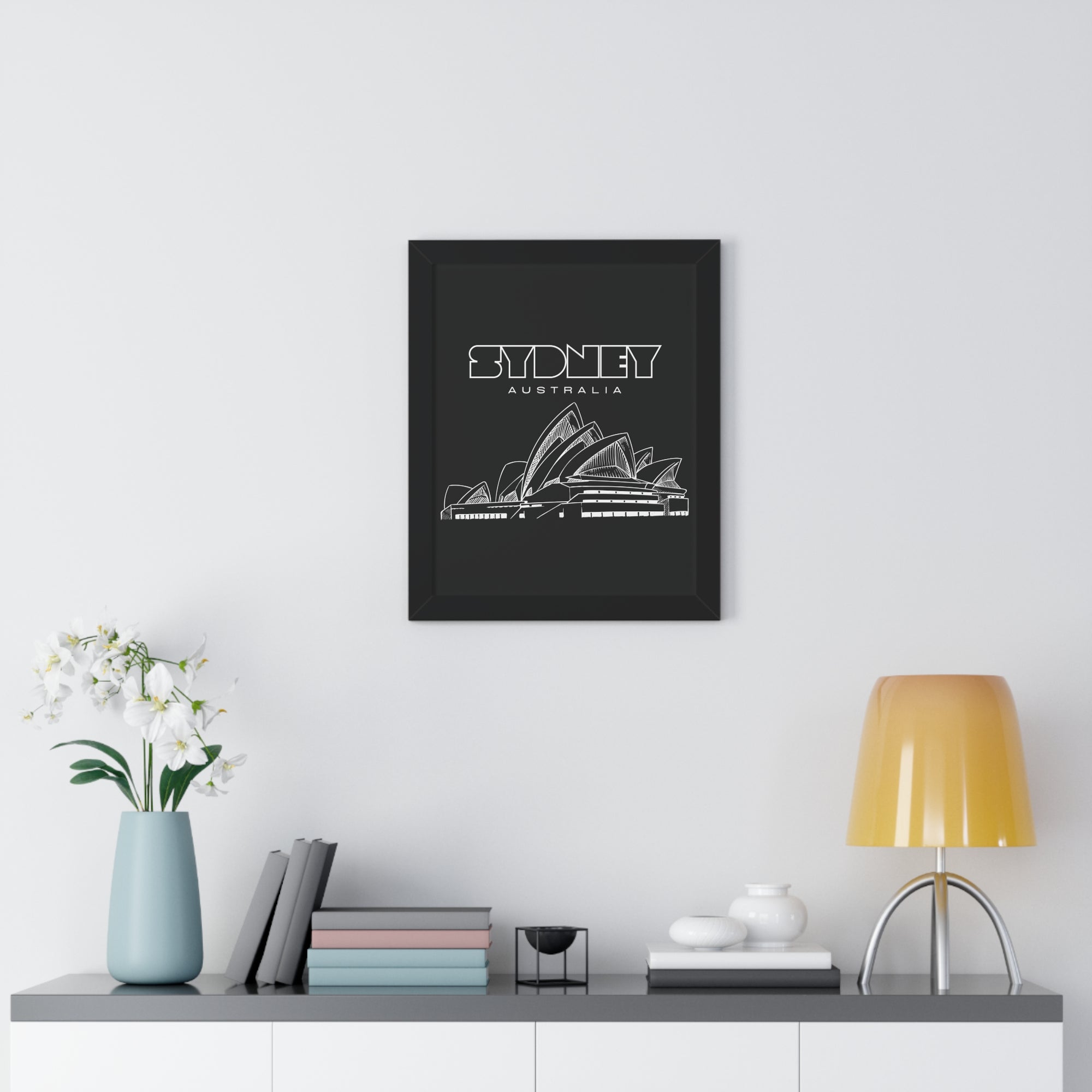 Aesthetic Sydney in Black - Framed Vertical Poster