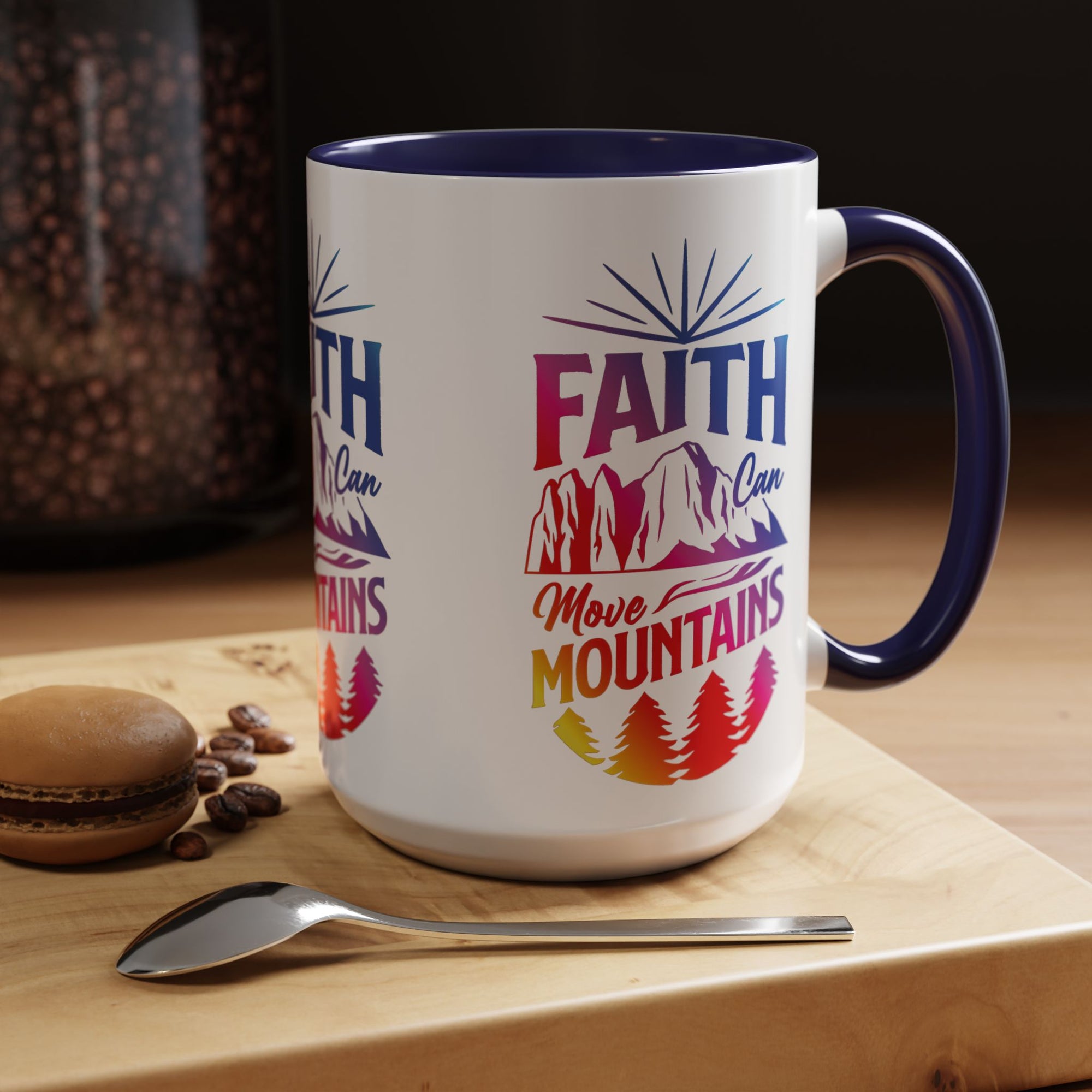 Faith Can Move Mountains Accent Coffee Mug - Inspirational Design
