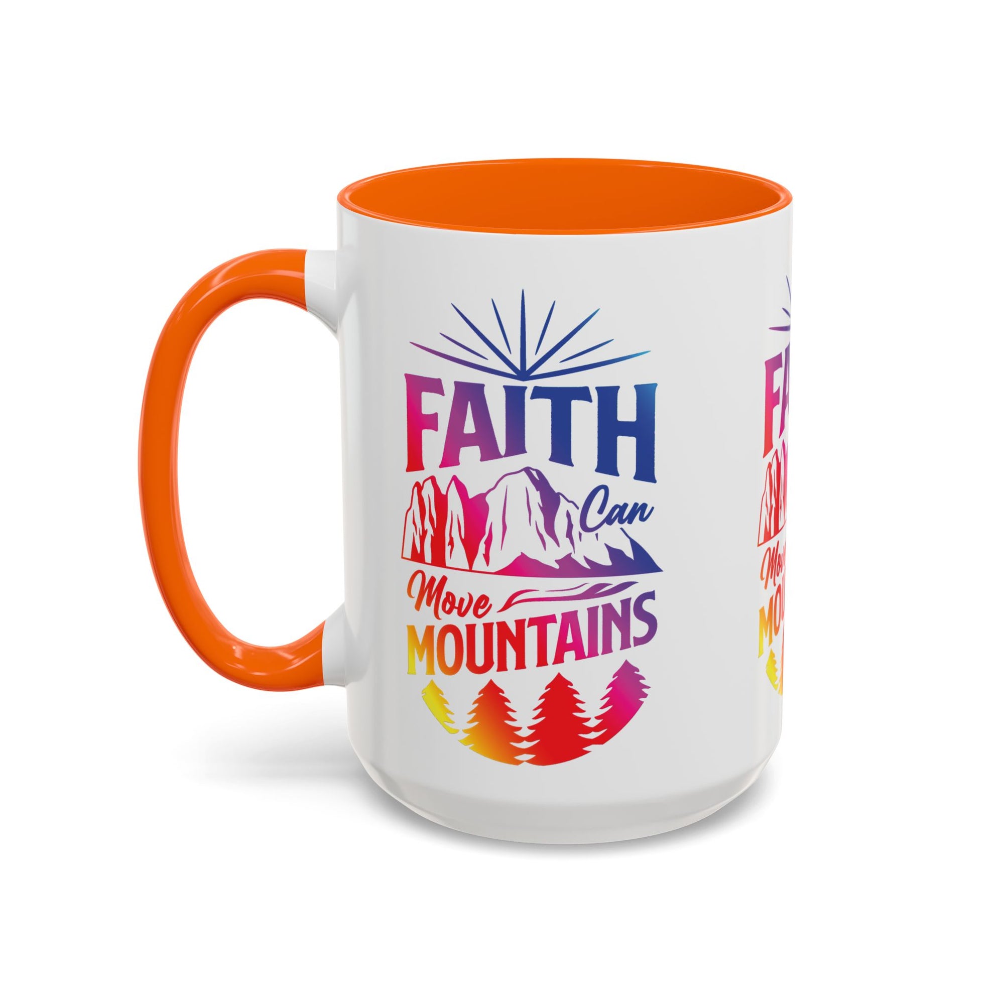 Faith Can Move Mountains Accent Coffee Mug - Inspirational Design