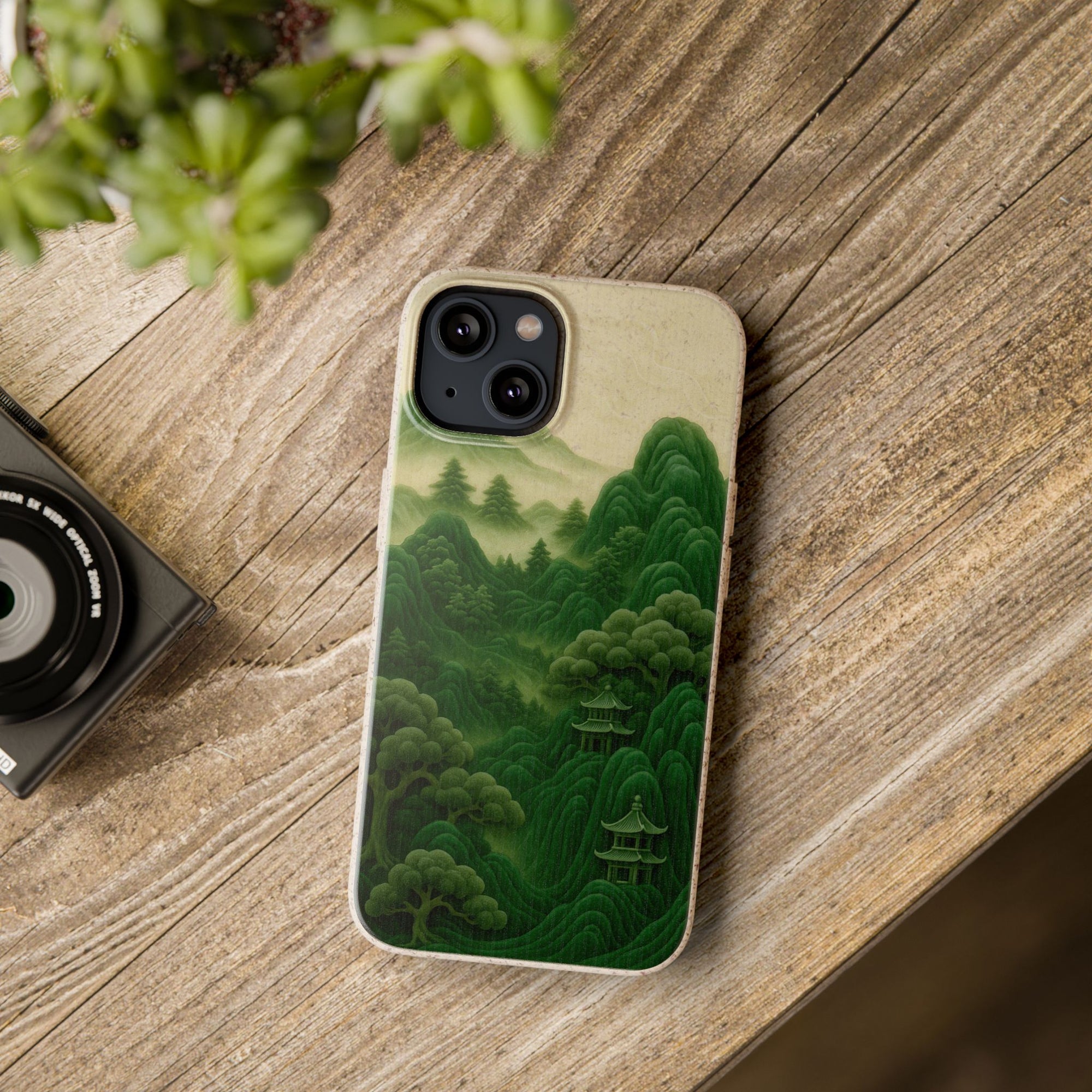 Eco-Friendly Biodegradable Phone Cases with Serene Mountain Landscape Design, Sustainable Gift, Nature Lover Accessory, Green Phone Cover,
