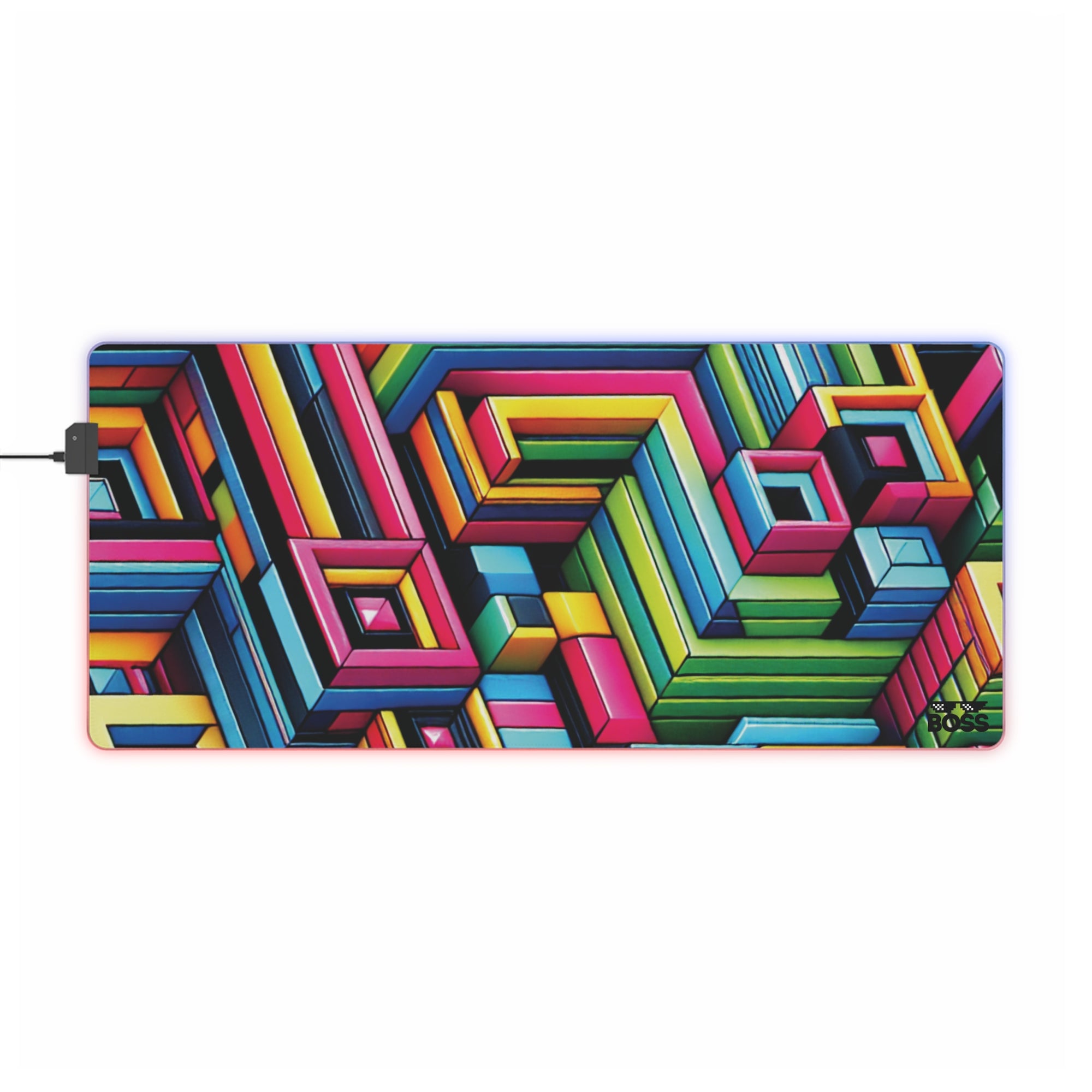 Colorful LED Gaming Mouse Pad - Vibrant Geometric Design for Gamers