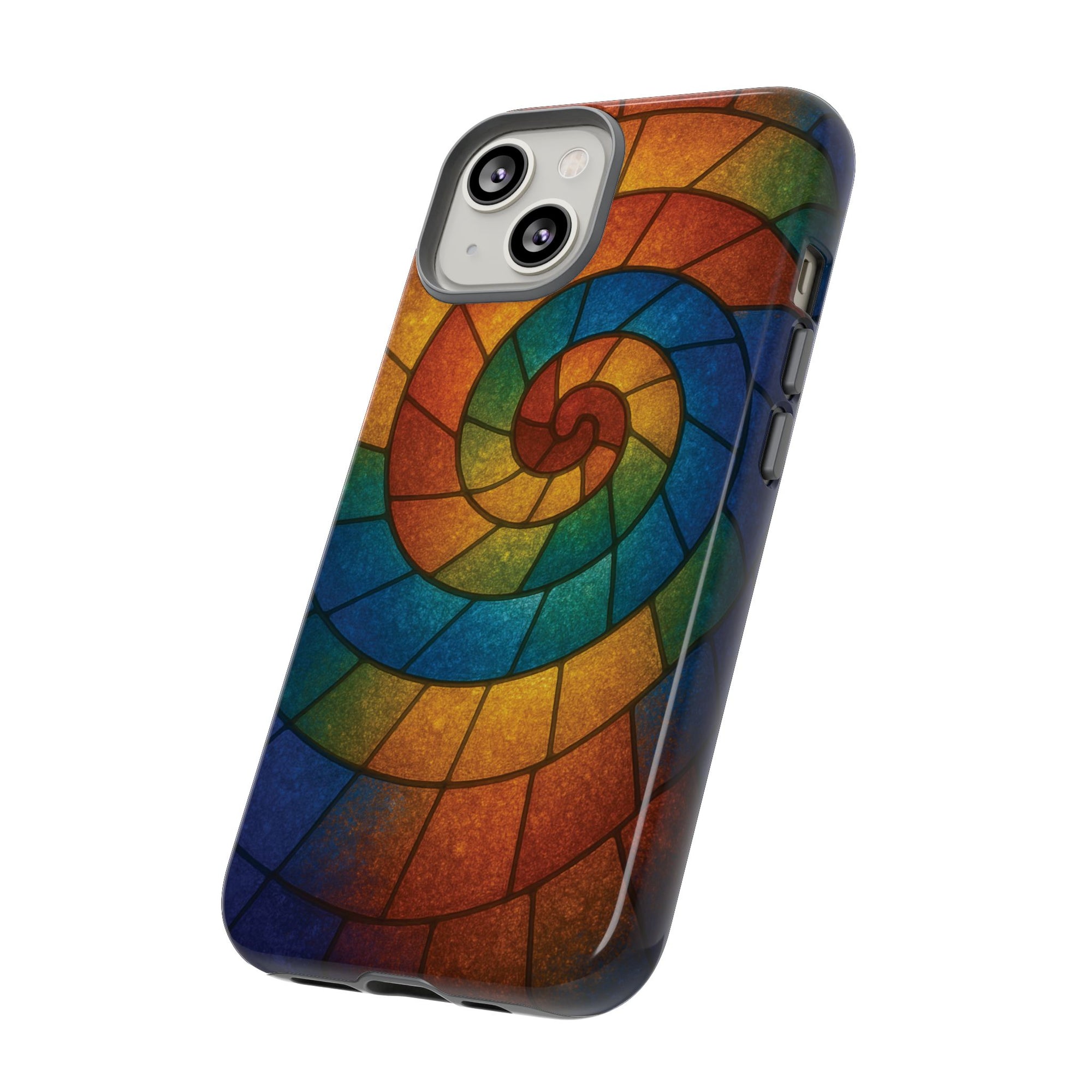 Stained Glass Spiral Colorful Phone Case, Vibrant Tough Phone Protector, Artistic Cell Phone Cover, Trendy Tech Accessories Samsung Galaxy S series and Apple iPhone series