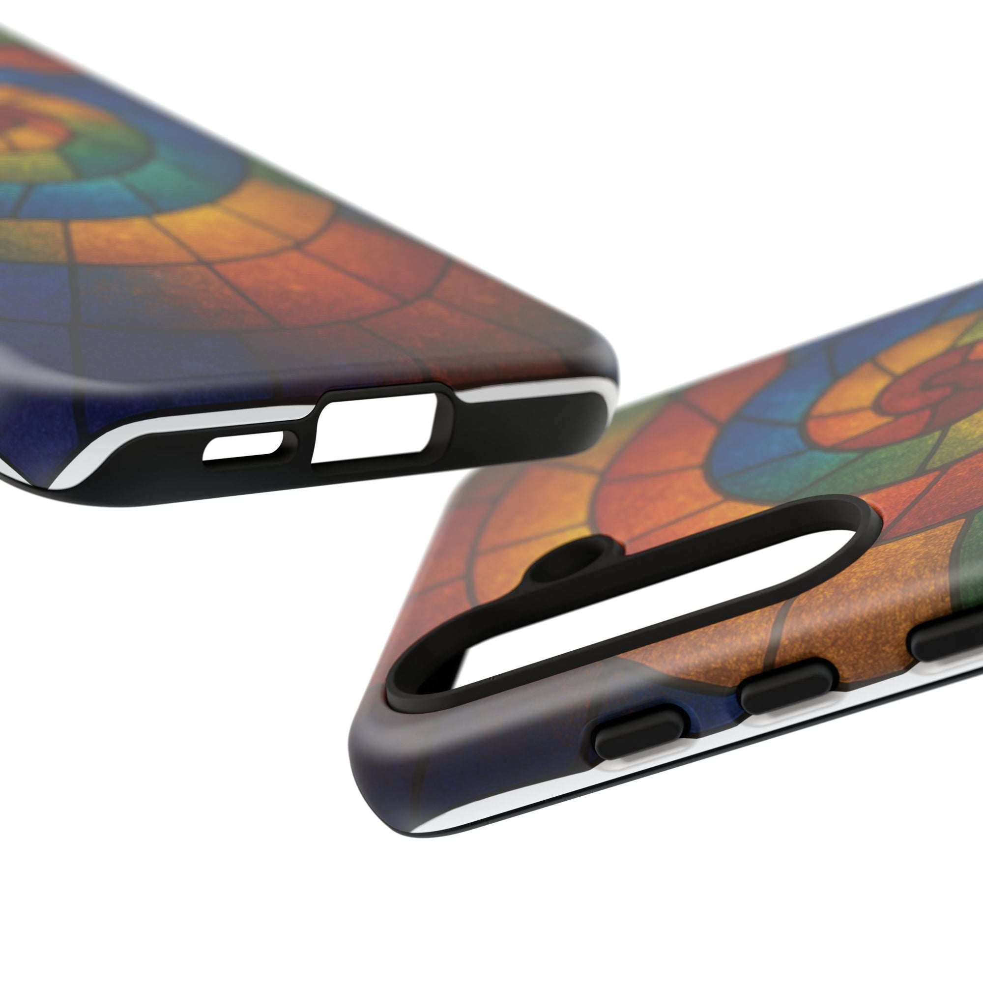 Stained Glass Spiral Colorful Phone Case, Vibrant Tough Phone Protector, Artistic Cell Phone Cover, Trendy Tech Accessories Samsung Galaxy S series and Apple iPhone series