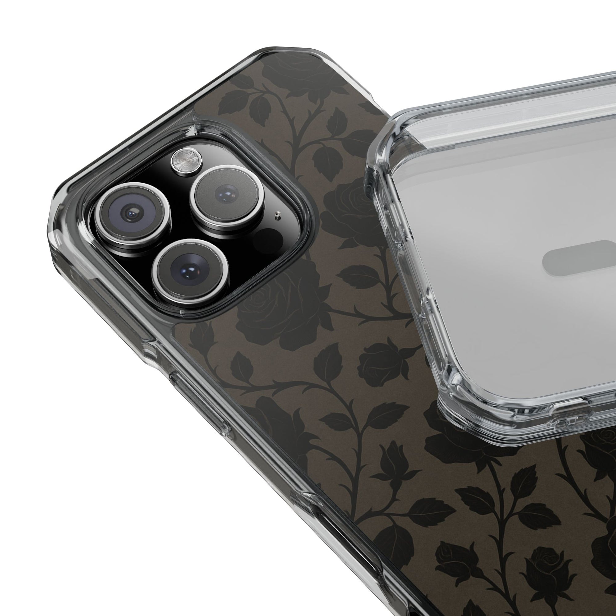Floral Phone Case - Elegant Rose Design, Magnetic Clear Impact Case for iPhone, Stylish Phone Cover, Gifts for Her, Floral Lover