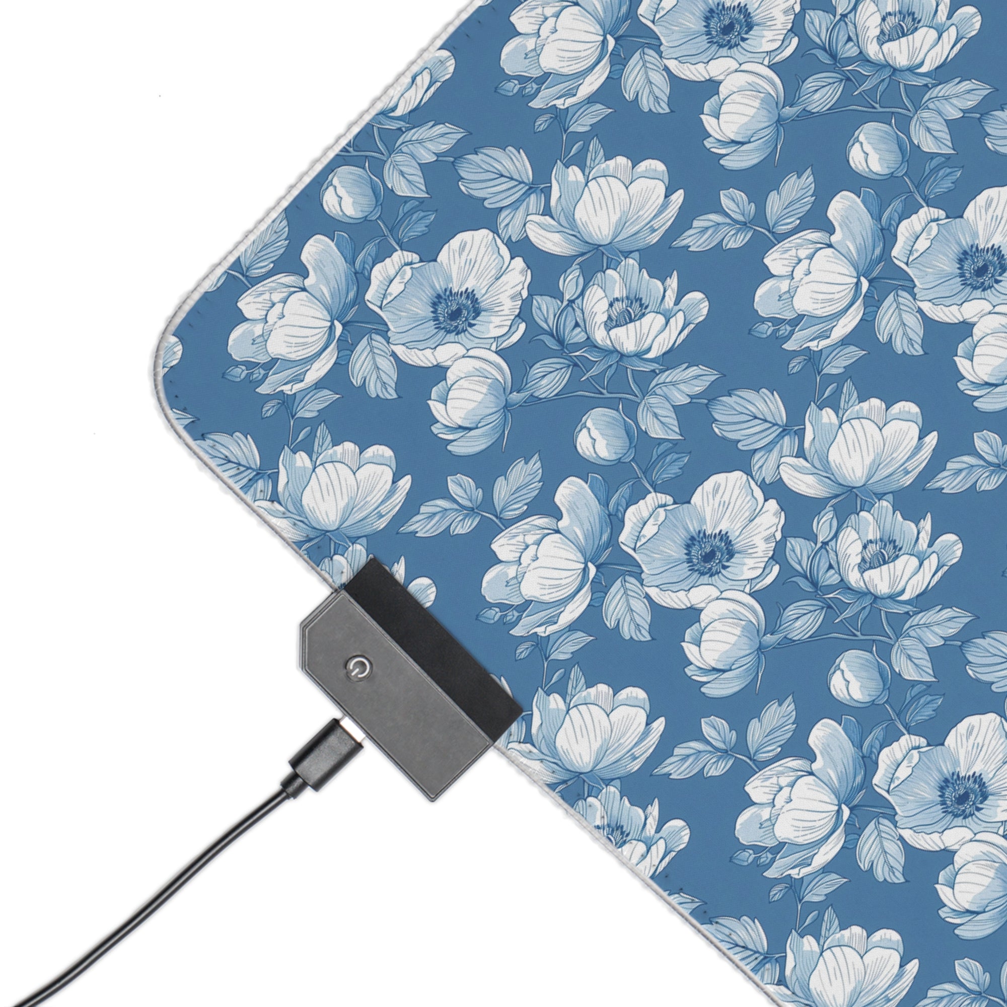 Floral LED Gaming Mouse Pad - Elegant Blue Design for Gamers