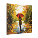 Autumn Serenity Canvas Wall Art, Perfect for Cozy Home Decor, Gift for Fall Lovers, Red Umbrella Art, Nature Photography Print