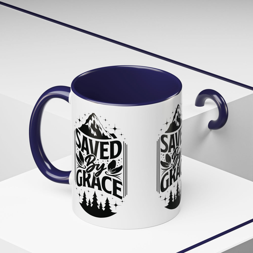 Saved by Grace Accent Coffee Mug - Inspirational Design