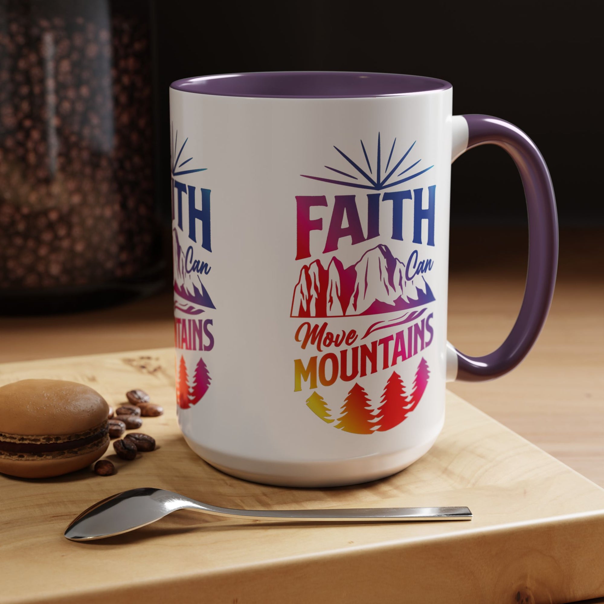 Faith Can Move Mountains Accent Coffee Mug - Inspirational Design