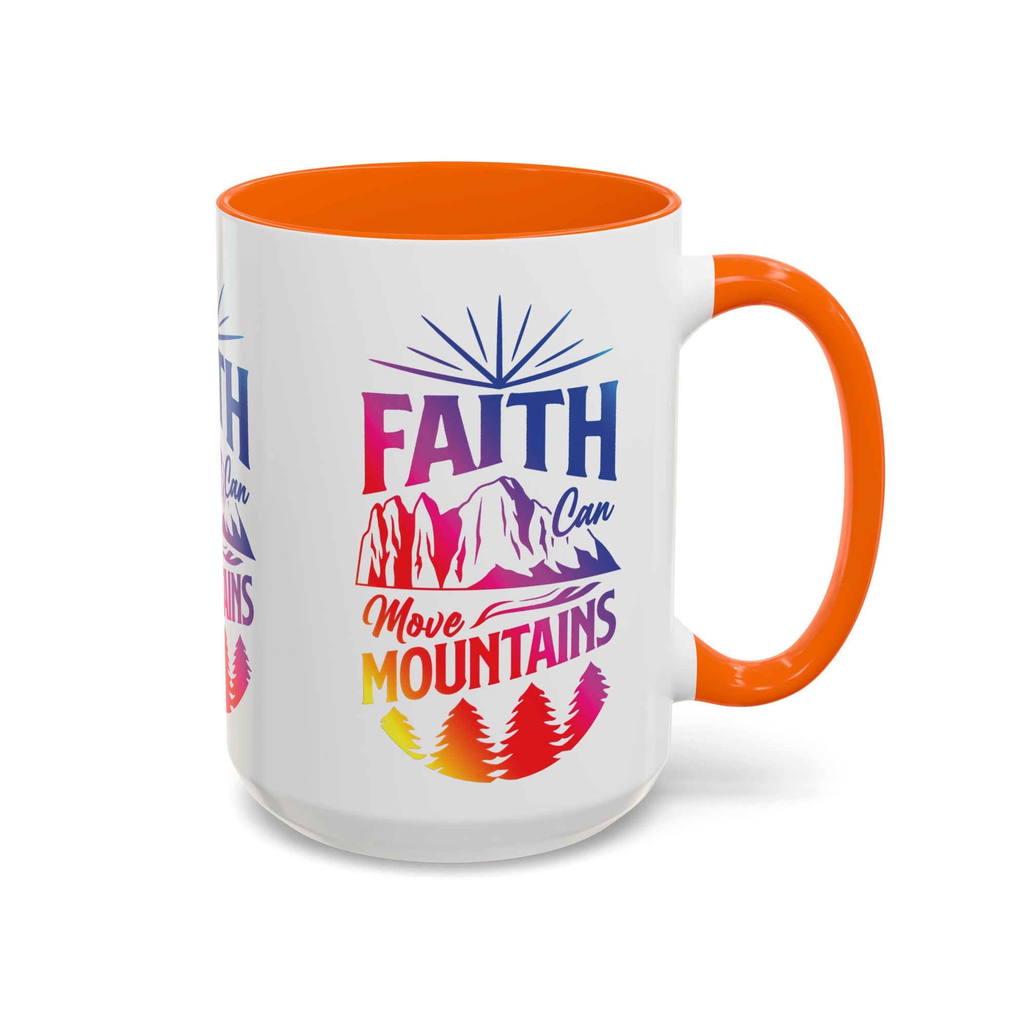 Faith Can Move Mountains Accent Coffee Mug - Inspirational Design