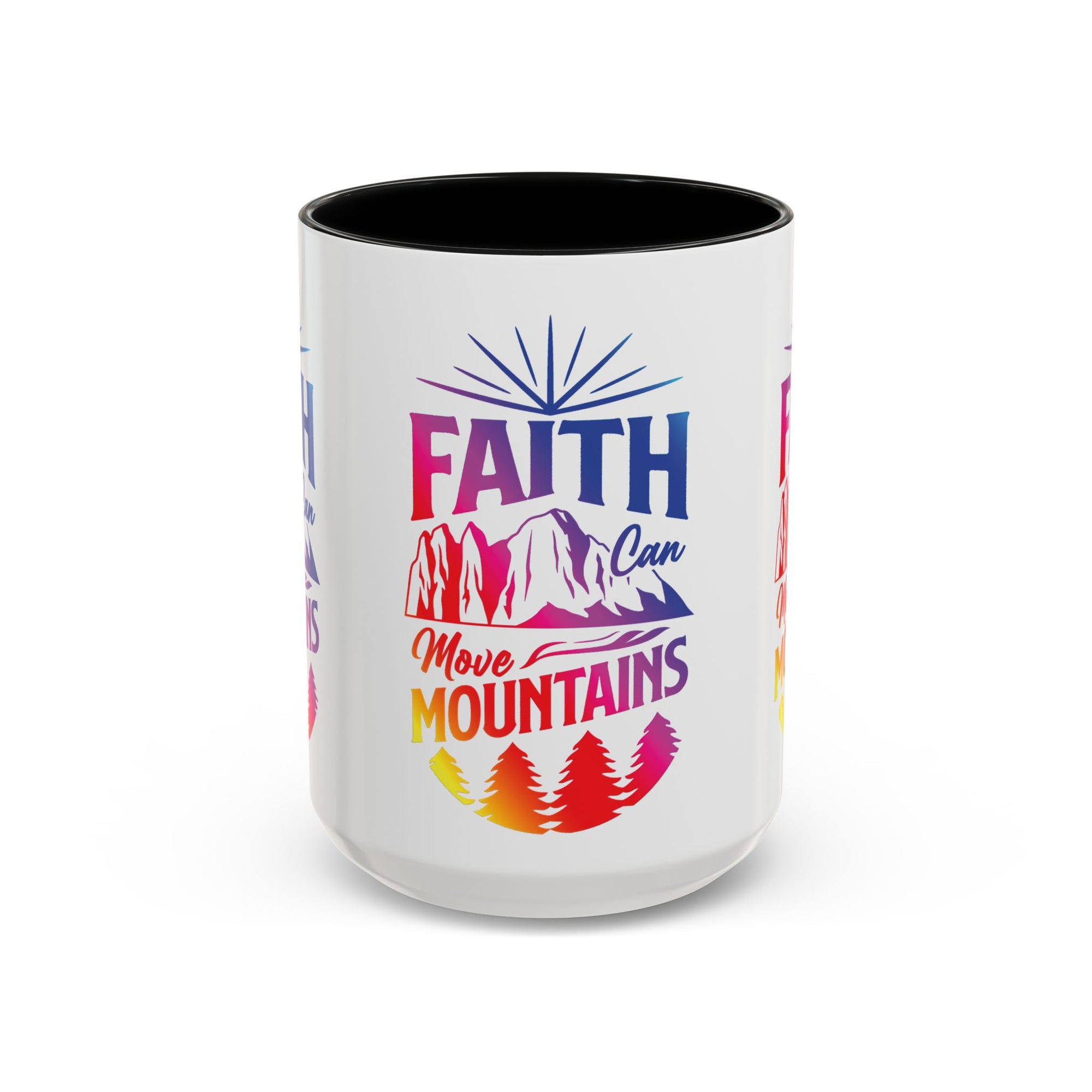 Faith Can Move Mountains Accent Coffee Mug - Inspirational Design