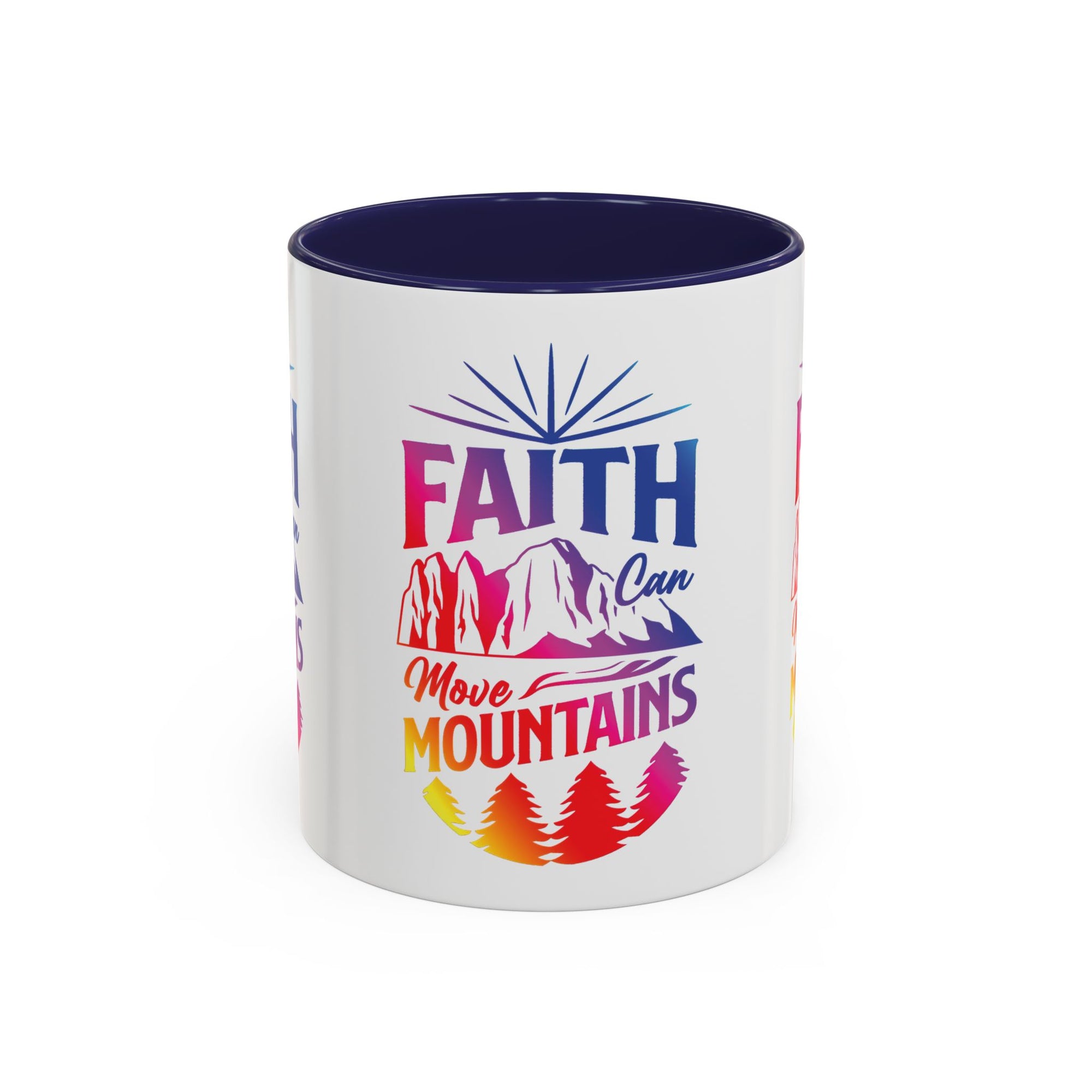 Faith Can Move Mountains Accent Coffee Mug - Inspirational Design