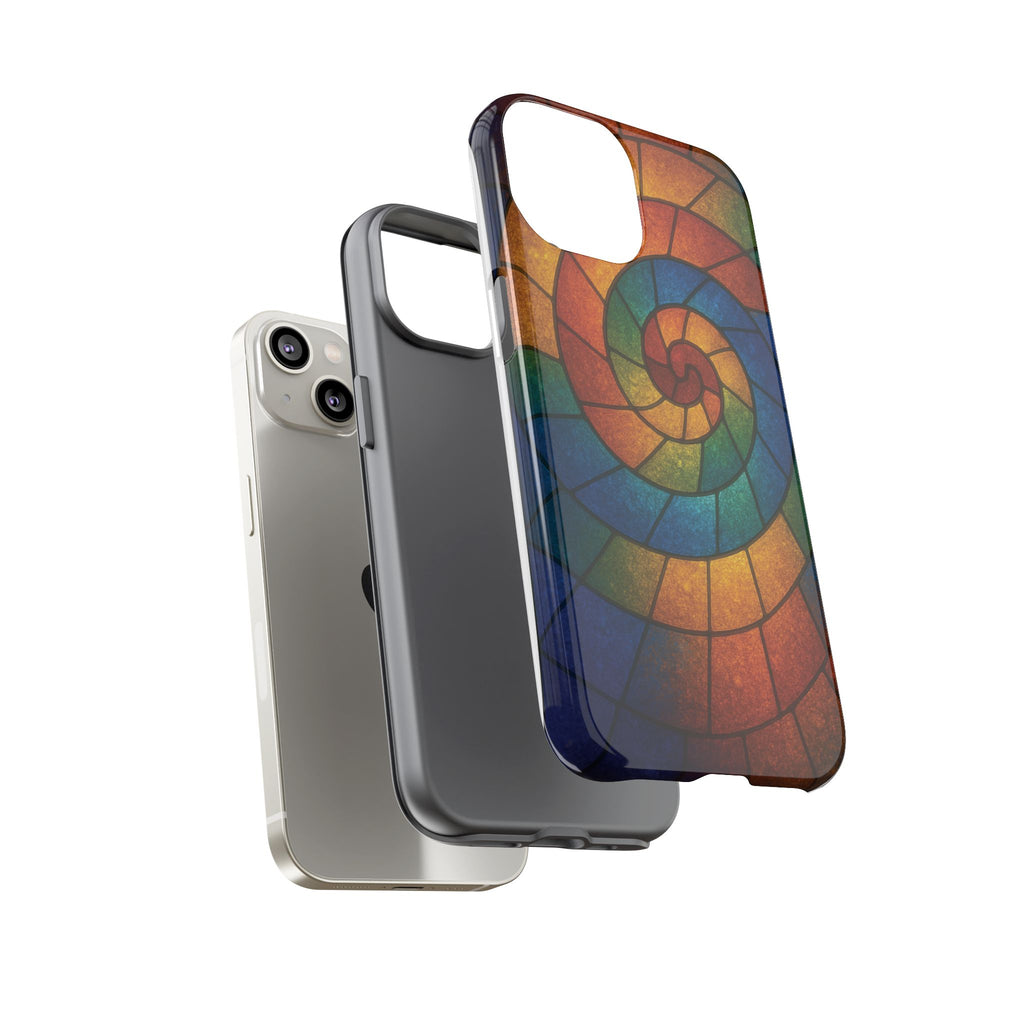 Stained Glass Spiral Colorful Phone Case, Vibrant Tough Phone Protector, Artistic Cell Phone Cover, Trendy Tech Accessories Samsung Galaxy S series and Apple iPhone series