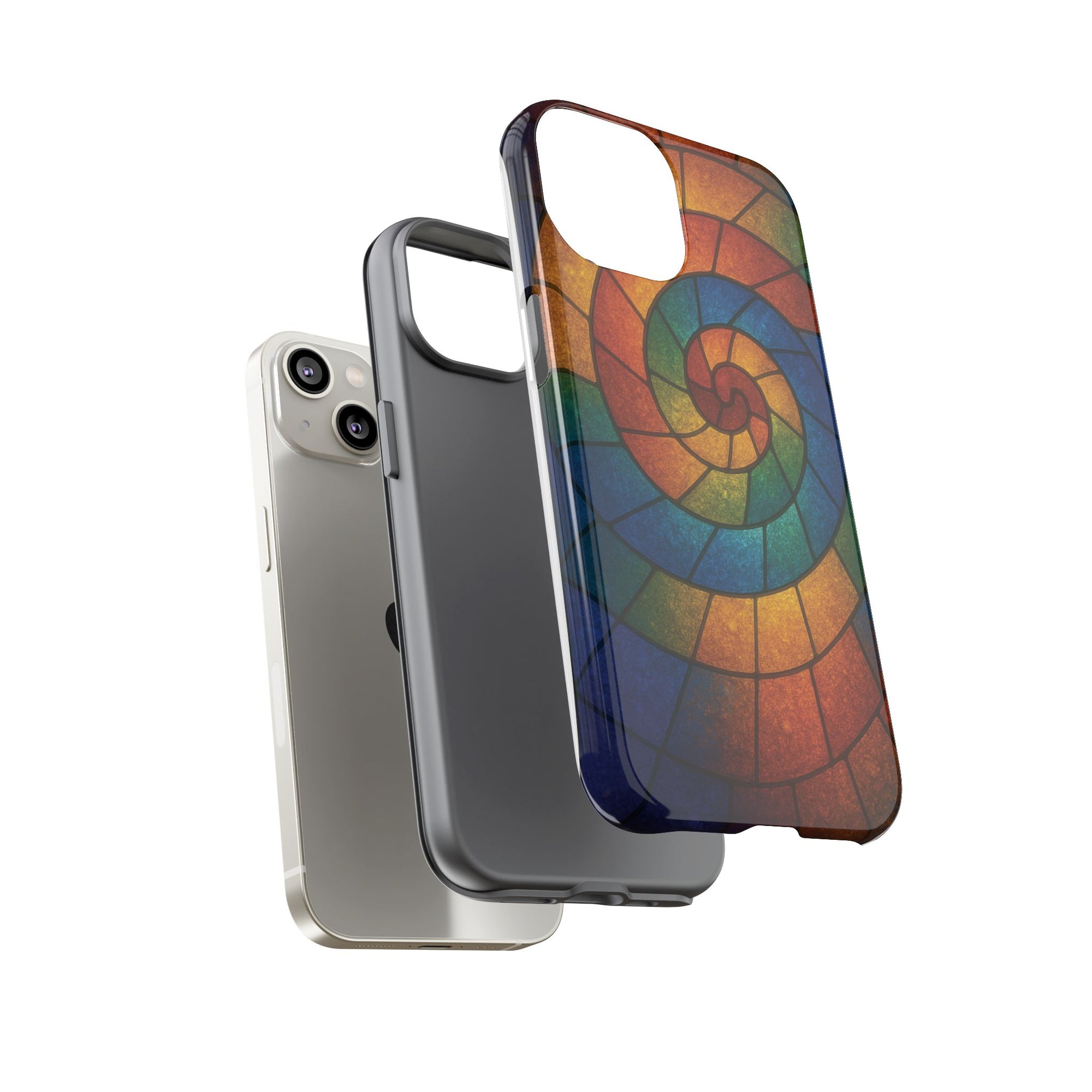 Stained Glass Spiral Colorful Phone Case, Vibrant Tough Phone Protector, Artistic Cell Phone Cover, Trendy Tech Accessories Samsung Galaxy S series and Apple iPhone series