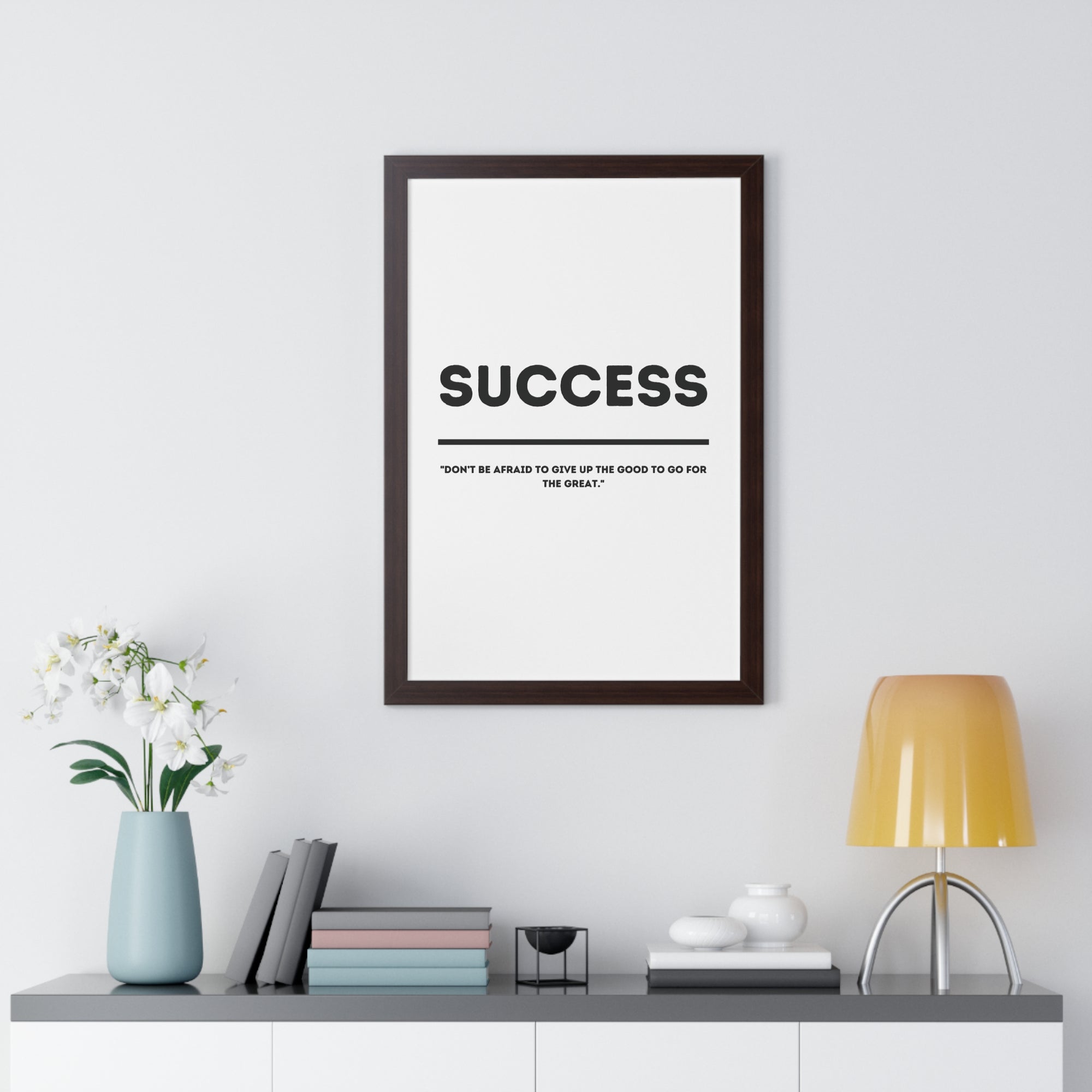 Minimalist in White (Success) - Framed Vertical Poster