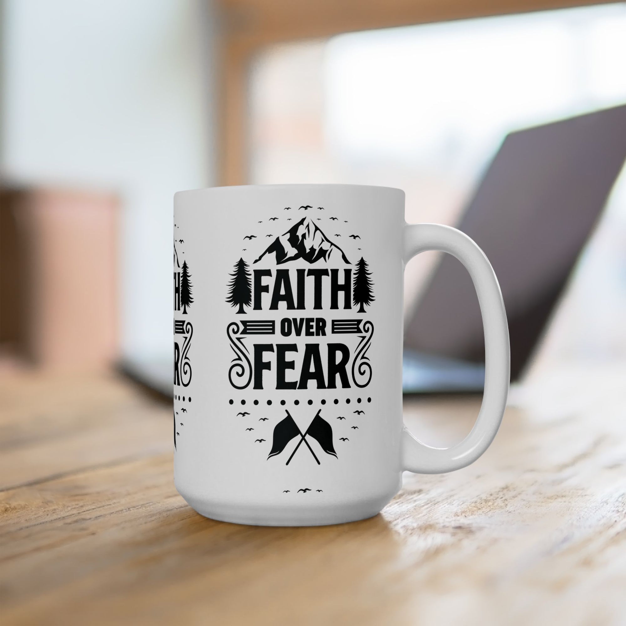Inspirational Ceramic Mug - "Faith over Fear" - Perfect for Daily Motivation & Gift Giving