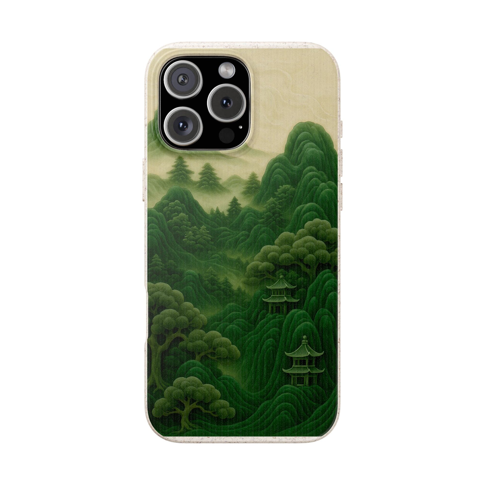 Eco-Friendly Biodegradable Phone Cases with Serene Mountain Landscape Design, Sustainable Gift, Nature Lover Accessory, Green Phone Cover,