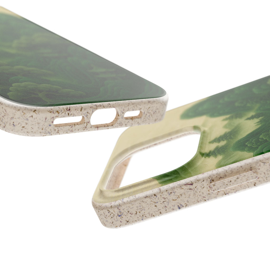 Eco-Friendly Biodegradable Phone Cases with Serene Mountain Landscape Design, Sustainable Gift, Nature Lover Accessory, Green Phone Cover,