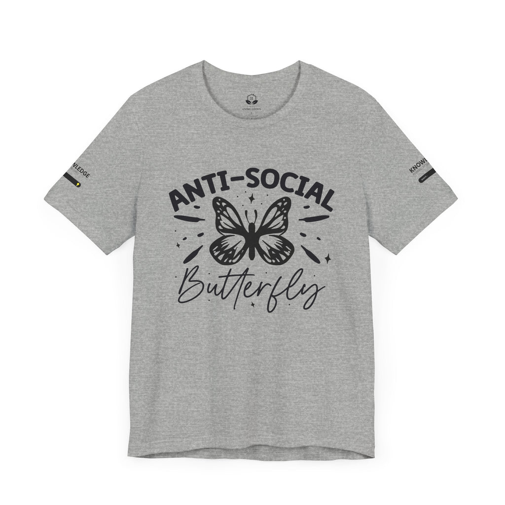 Unisex Jersey Tee with 'Anti-Social Butterfly' Quote - Perfect for Everyday Wear