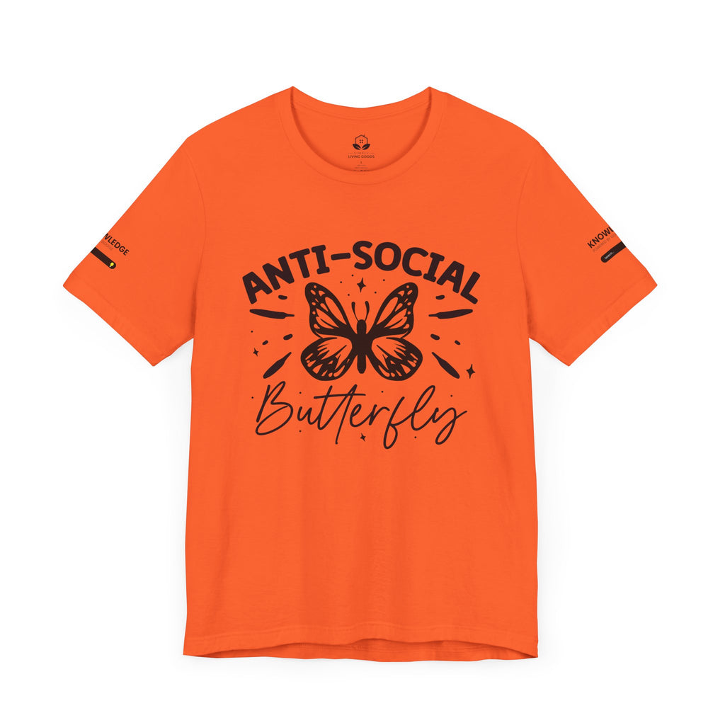 Unisex Jersey Tee with 'Anti-Social Butterfly' Quote - Perfect for Everyday Wear