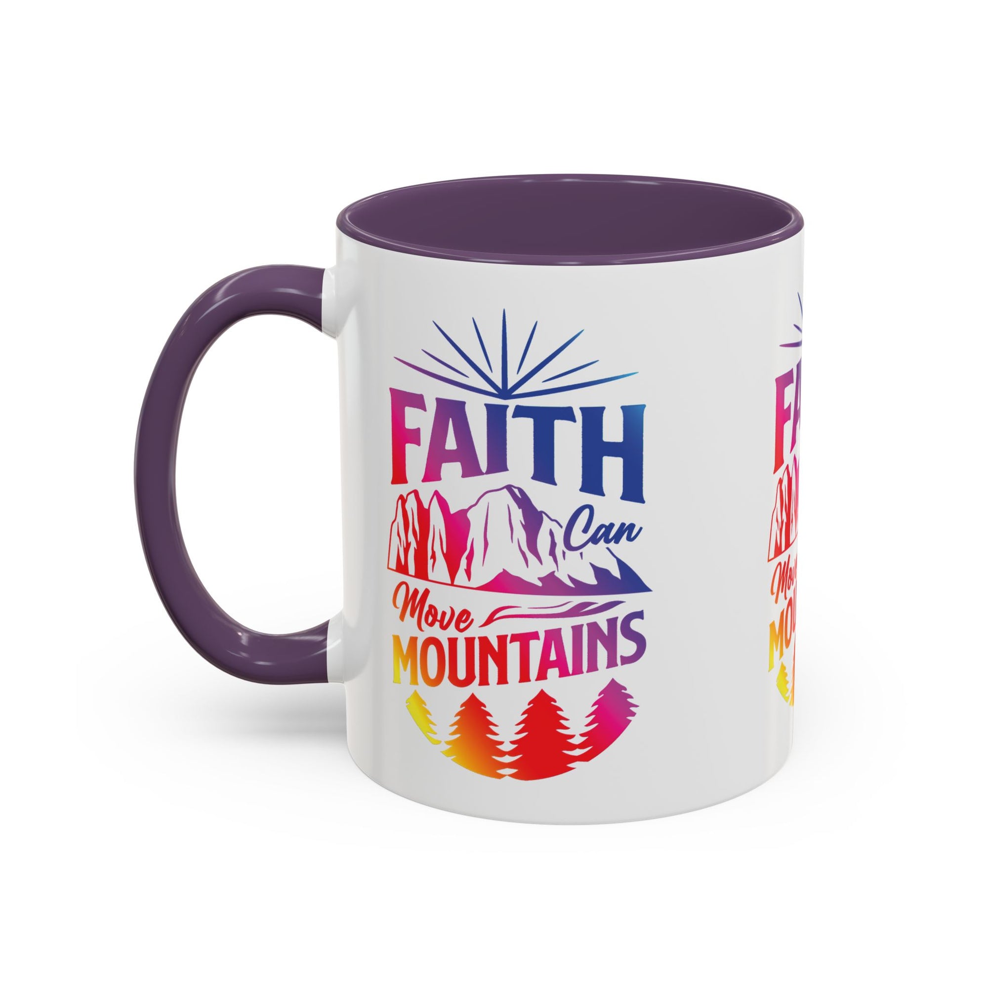 Faith Can Move Mountains Accent Coffee Mug - Inspirational Design