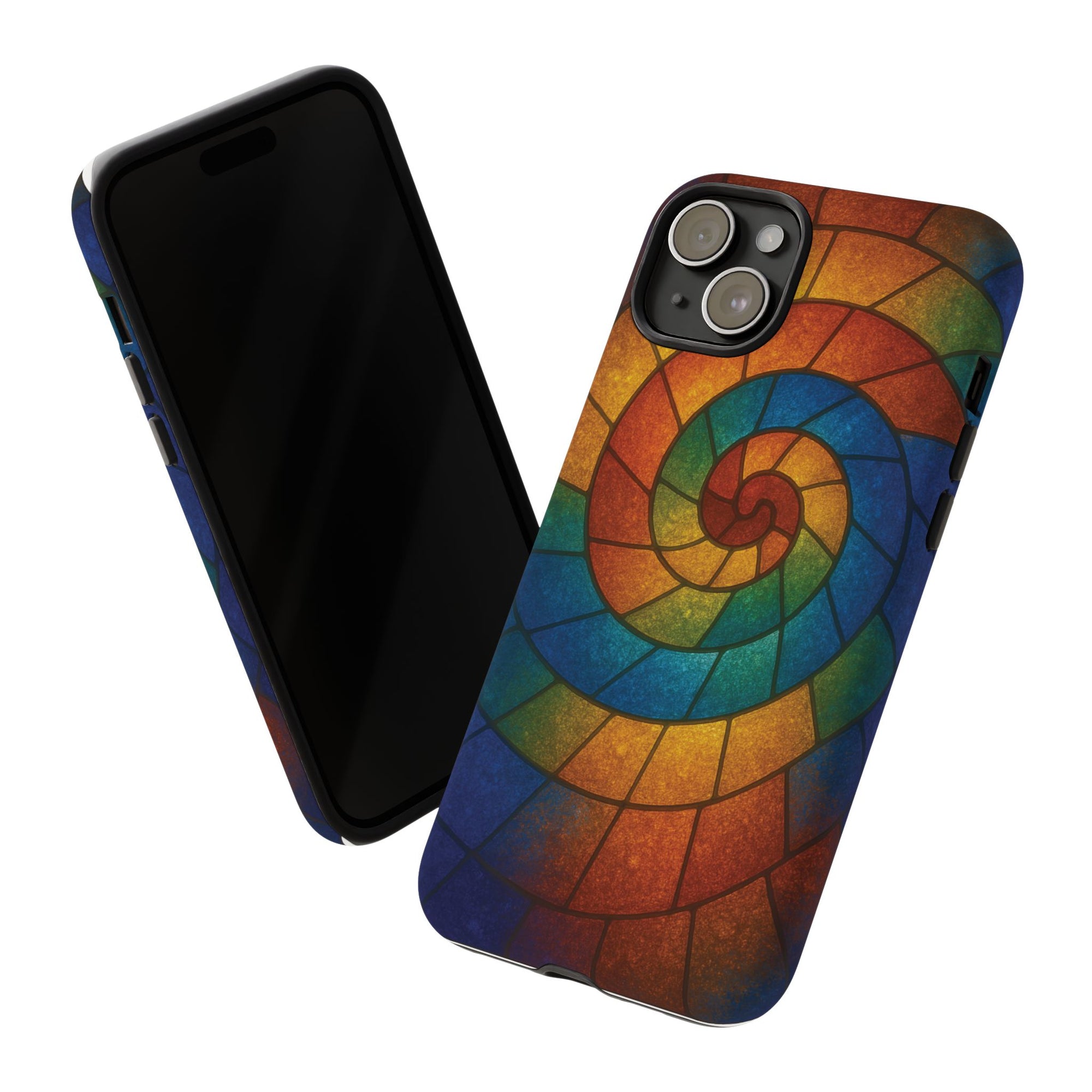 Stained Glass Spiral Colorful Phone Case, Vibrant Tough Phone Protector, Artistic Cell Phone Cover, Trendy Tech Accessories Samsung Galaxy S series and Apple iPhone series