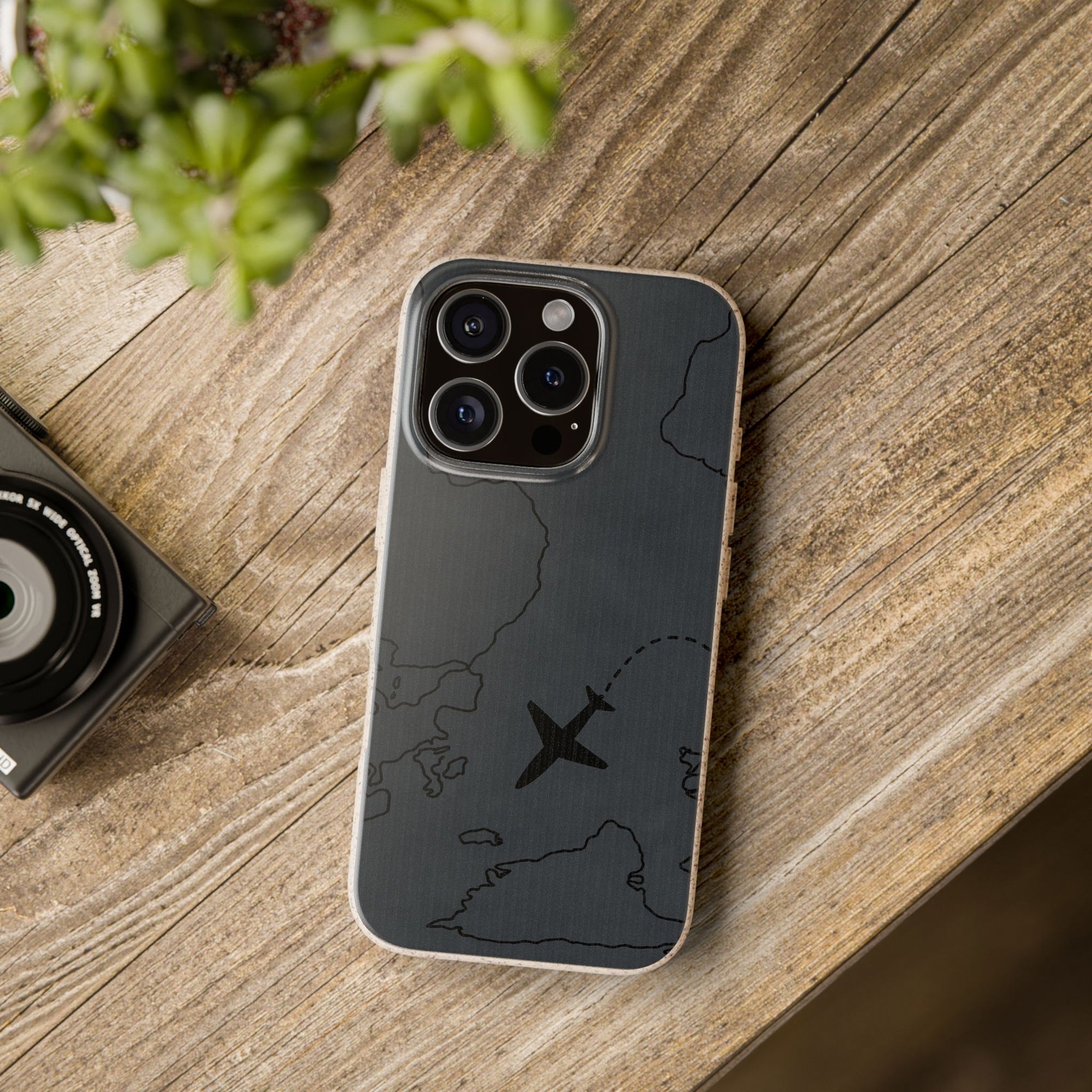 Airplane Map Biodegradable Phone Case, Eco-Friendly Phone Cover, Travel Gift, Sustainable Accessory, Nature Lover Gift