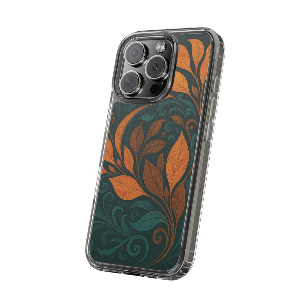 Bohemian Floral Clear Phone Case - Nature Lover's Gift, Botanical Design Phone Cover, Fall Aesthetic, Eco-Friendly Case, Custom Phone