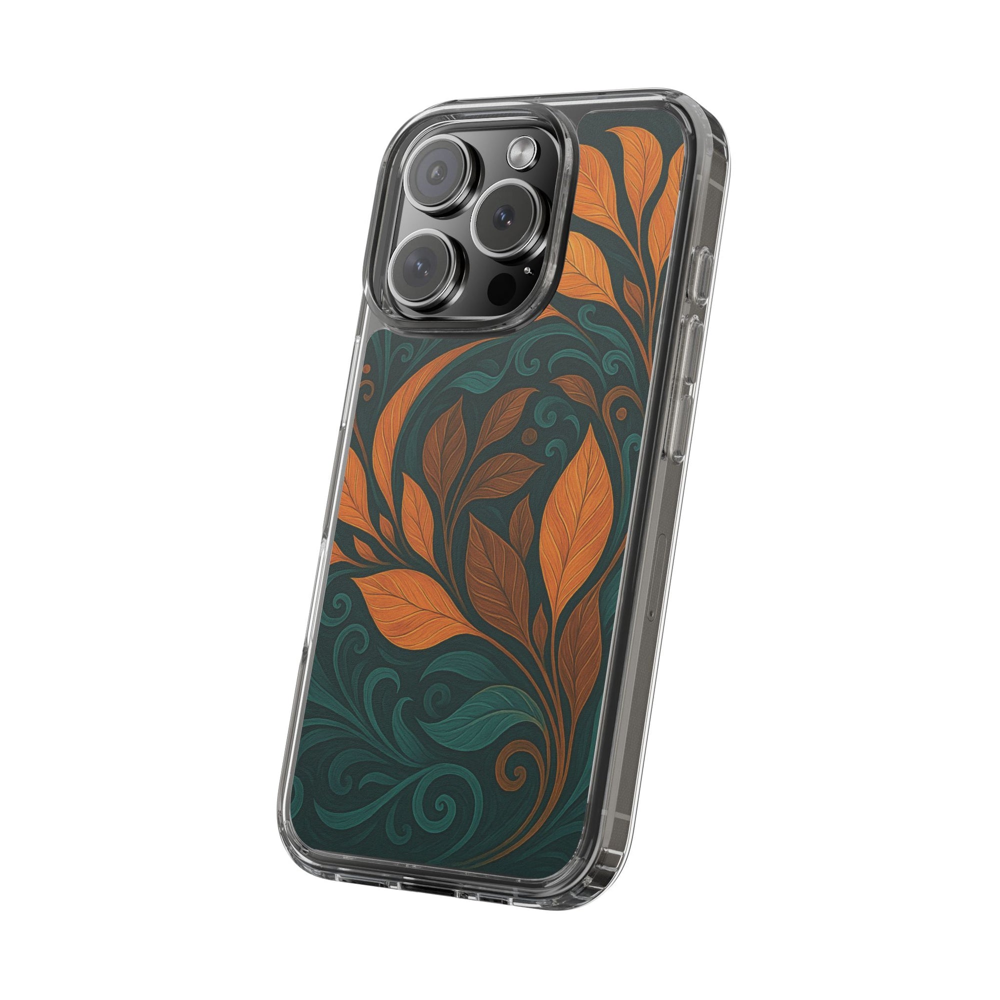 Bohemian Floral Clear Phone Case - Nature Lover's Gift, Botanical Design Phone Cover, Fall Aesthetic, Eco-Friendly Case, Custom Phone