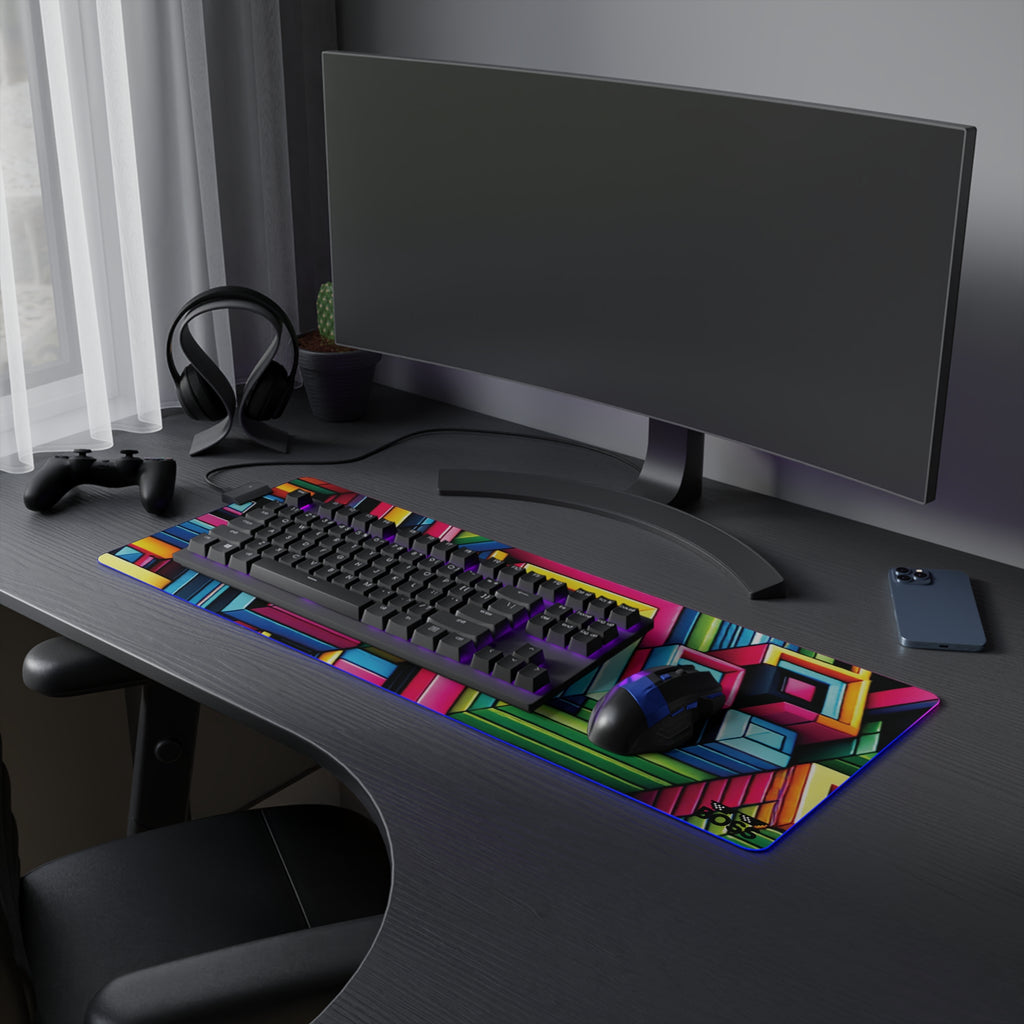 Colorful LED Gaming Mouse Pad - Vibrant Geometric Design for Gamers