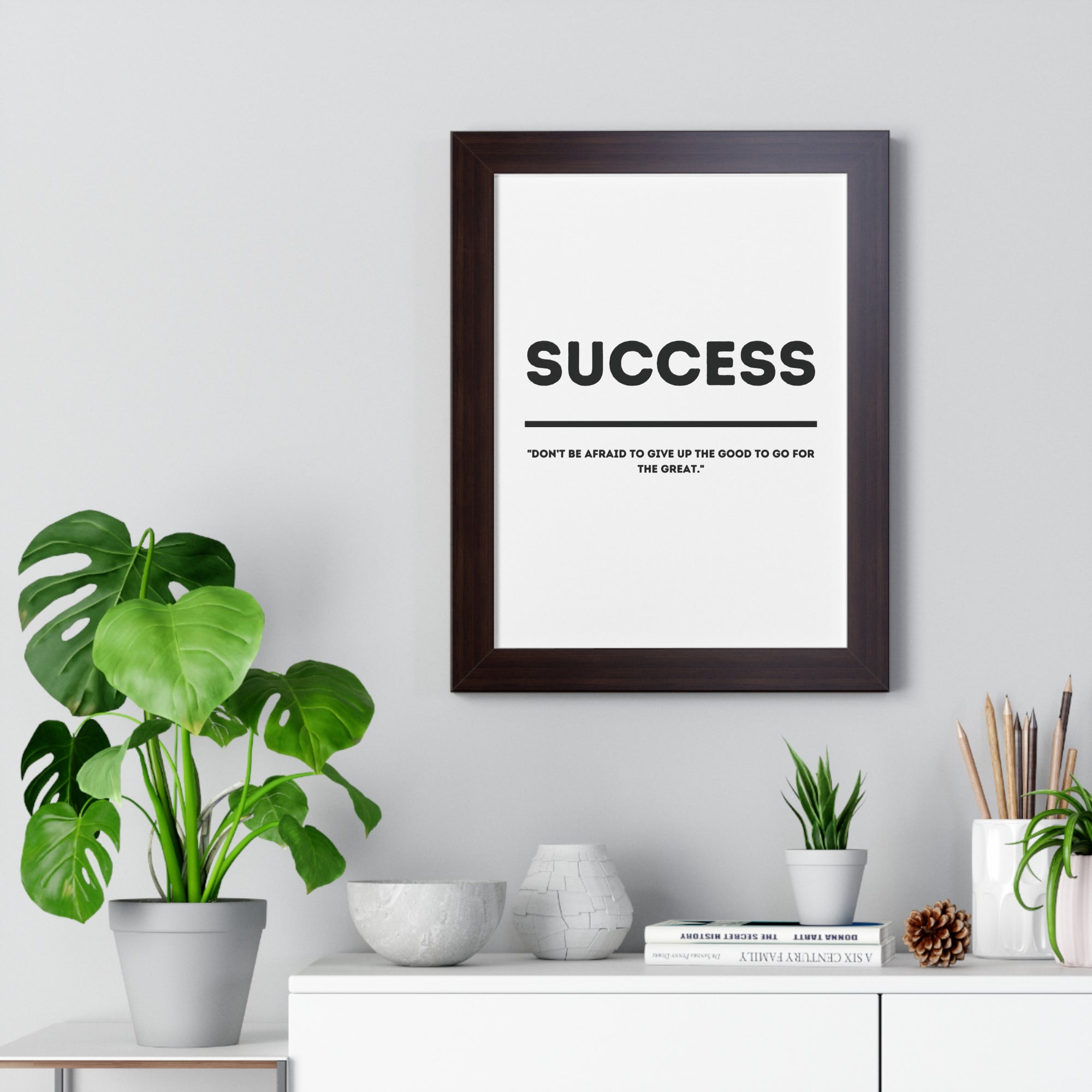 Minimalist in White (Success) - Framed Vertical Poster