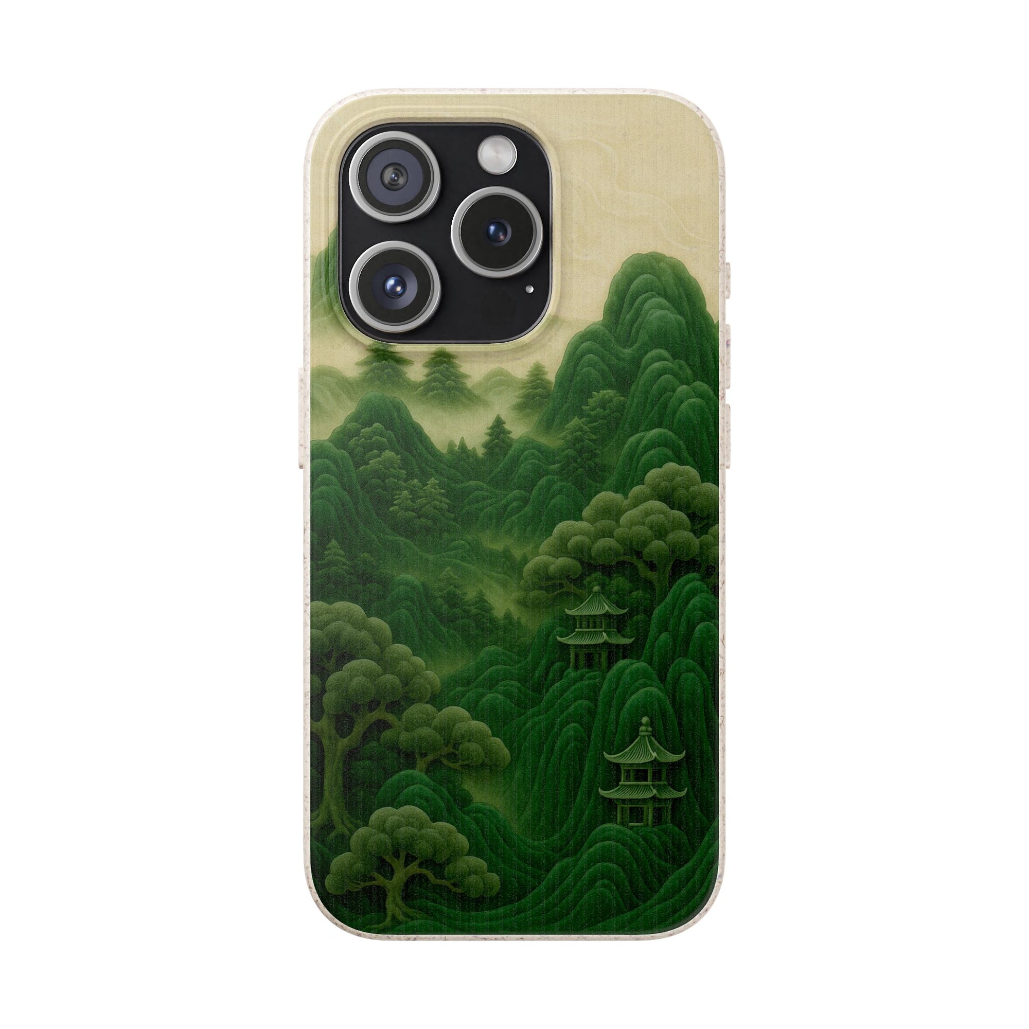 Eco-Friendly Biodegradable Phone Cases with Serene Mountain Landscape Design, Sustainable Gift, Nature Lover Accessory, Green Phone Cover,