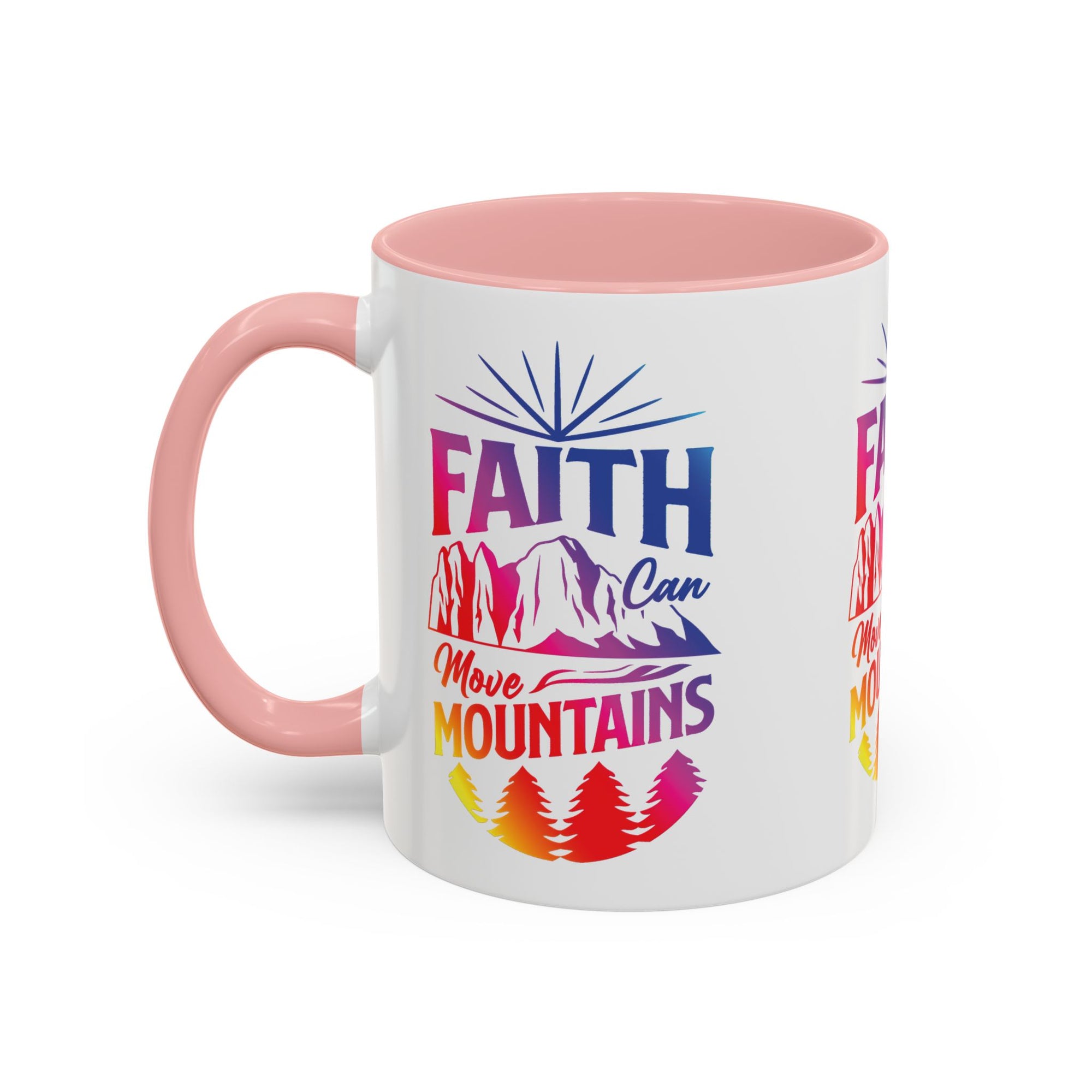 Faith Can Move Mountains Accent Coffee Mug - Inspirational Design