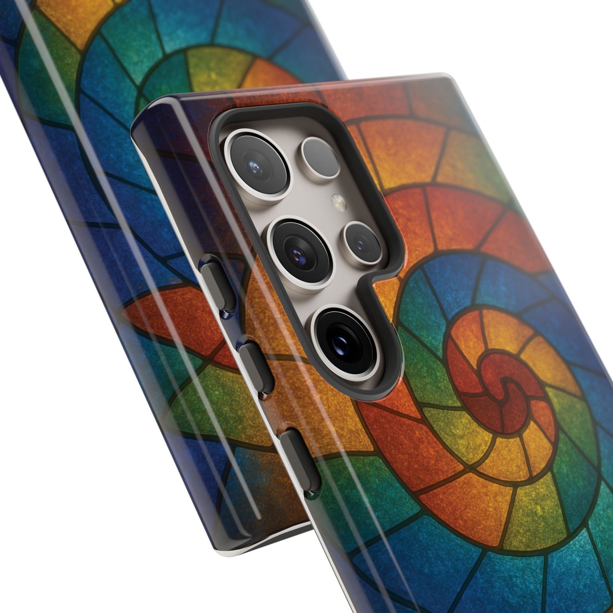 Stained Glass Spiral Colorful Phone Case, Vibrant Tough Phone Protector, Artistic Cell Phone Cover, Trendy Tech Accessories Samsung Galaxy S series and Apple iPhone series