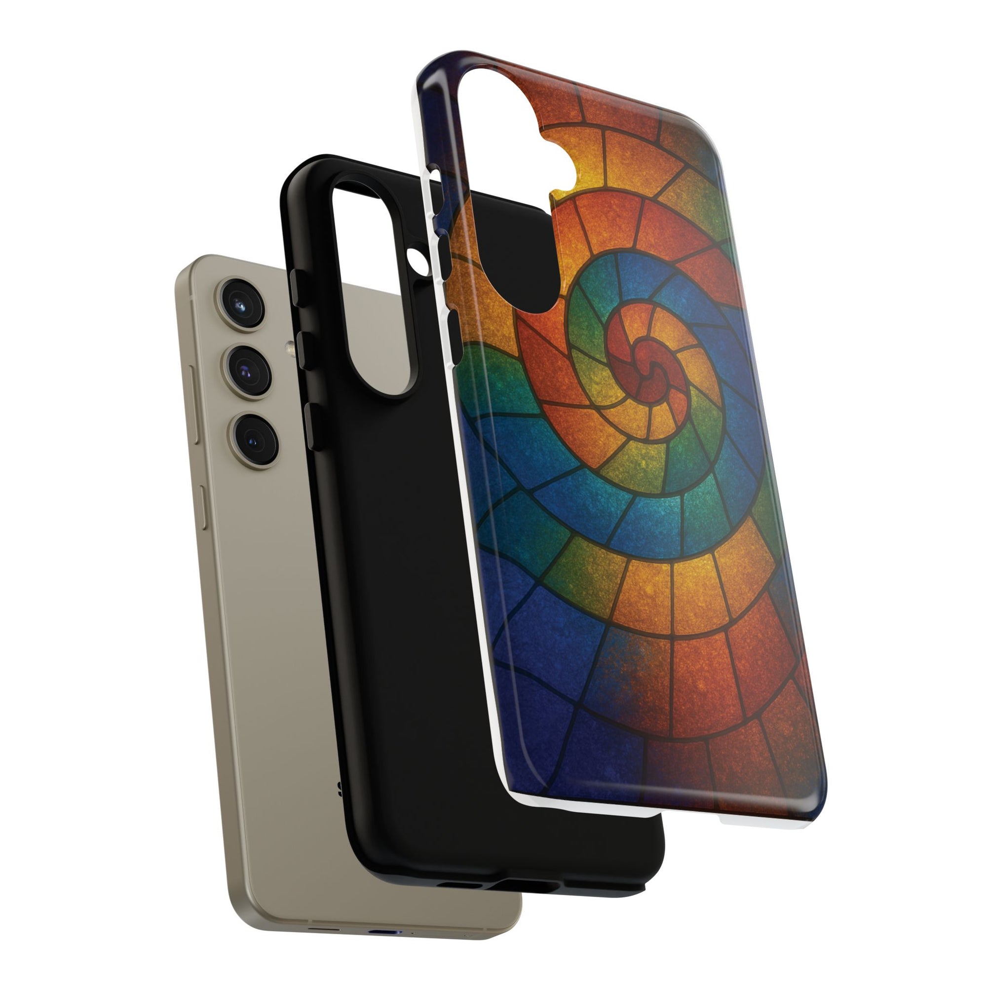 Stained Glass Spiral Colorful Phone Case, Vibrant Tough Phone Protector, Artistic Cell Phone Cover, Trendy Tech Accessories Samsung Galaxy S series and Apple iPhone series