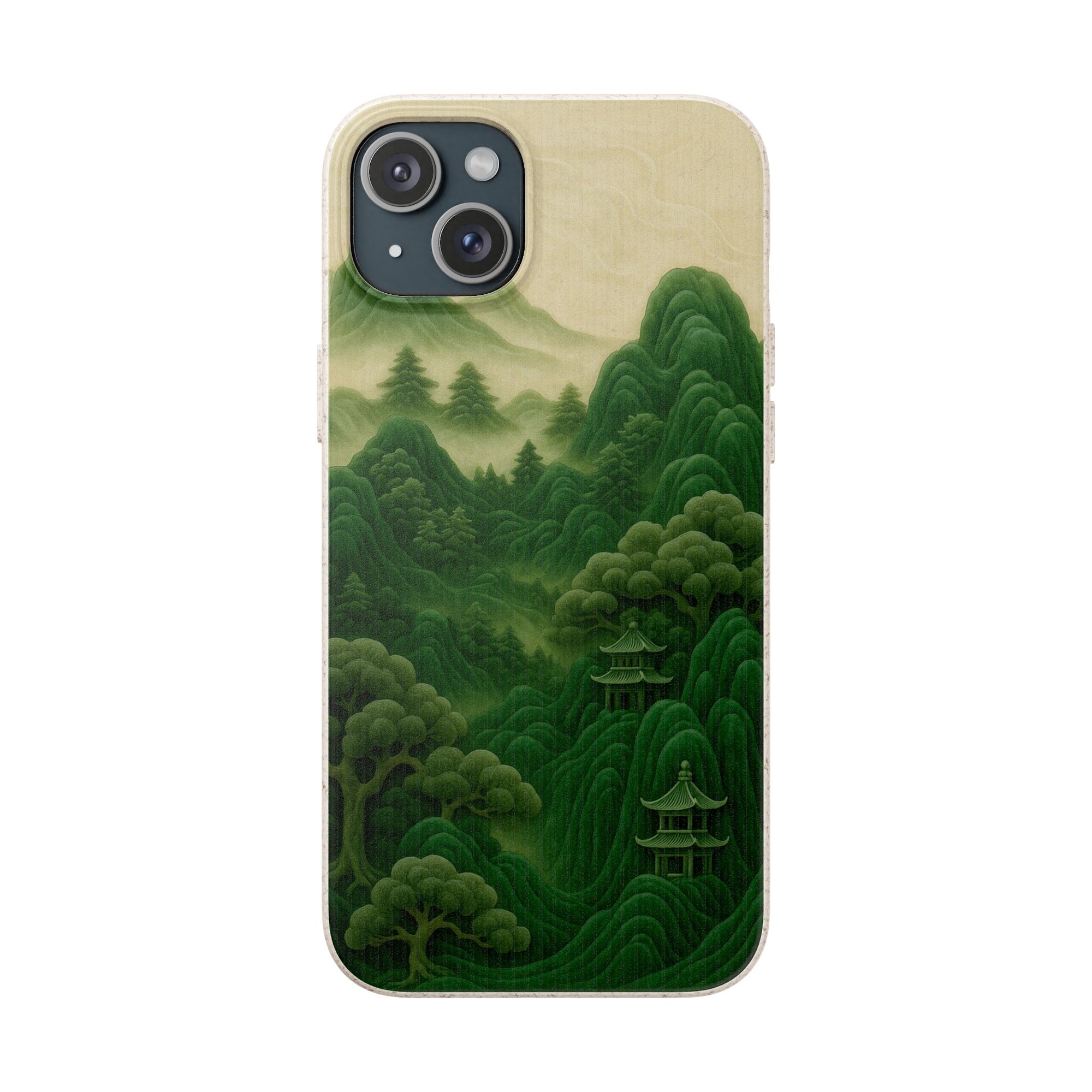 Eco-Friendly Biodegradable Phone Cases with Serene Mountain Landscape Design, Sustainable Gift, Nature Lover Accessory, Green Phone Cover,