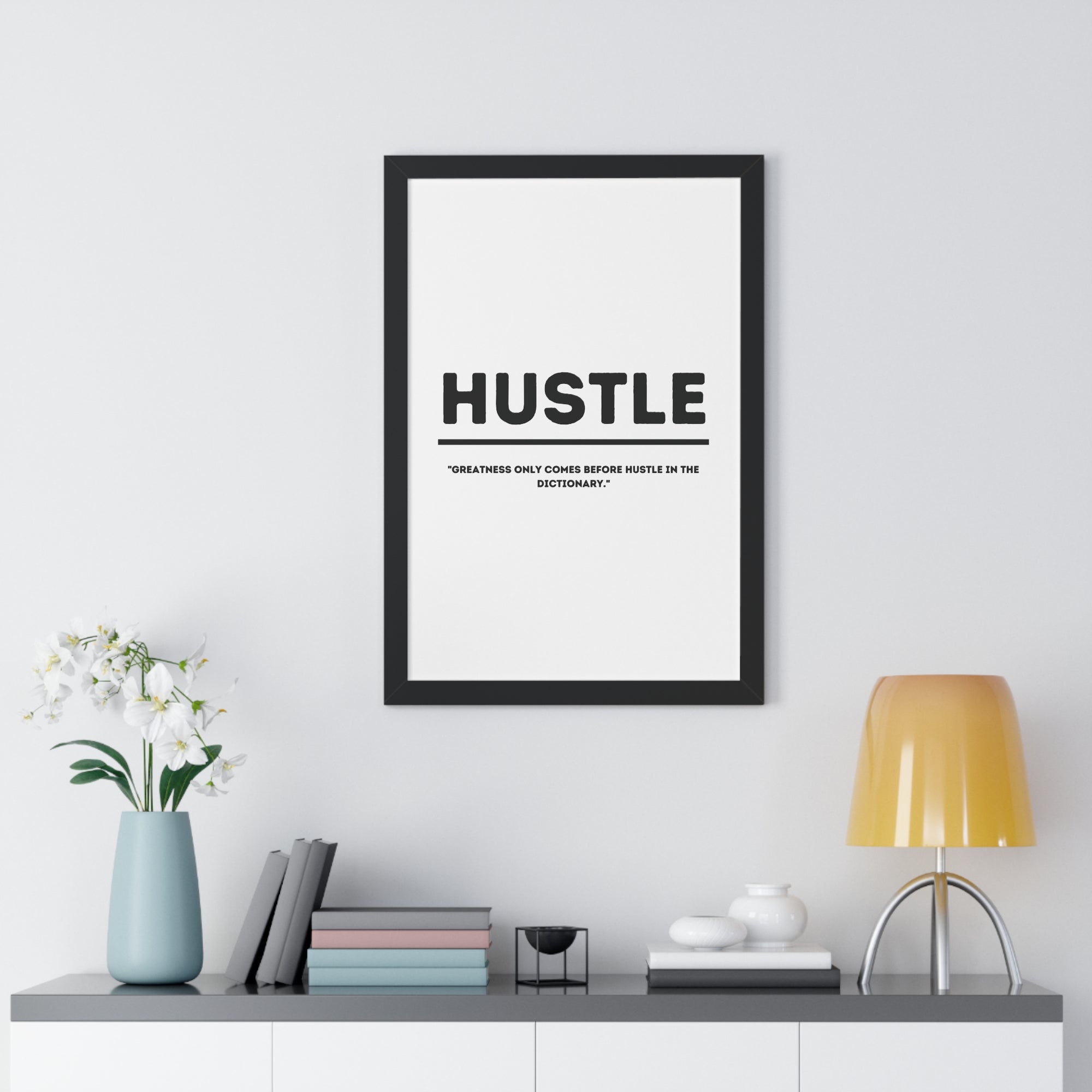 Minimalist in White (Hustle) - Framed Vertical Poster