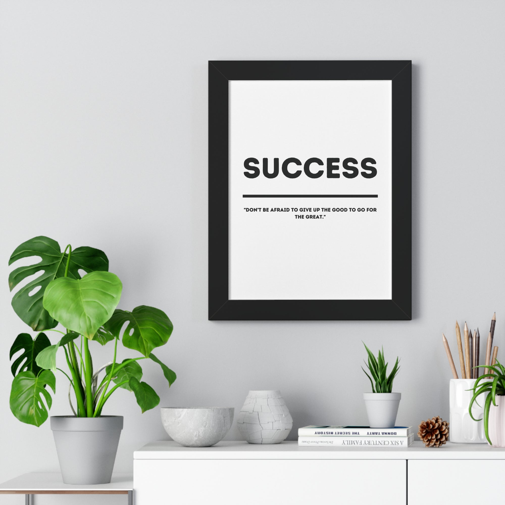Minimalist in White (Success) - Framed Vertical Poster