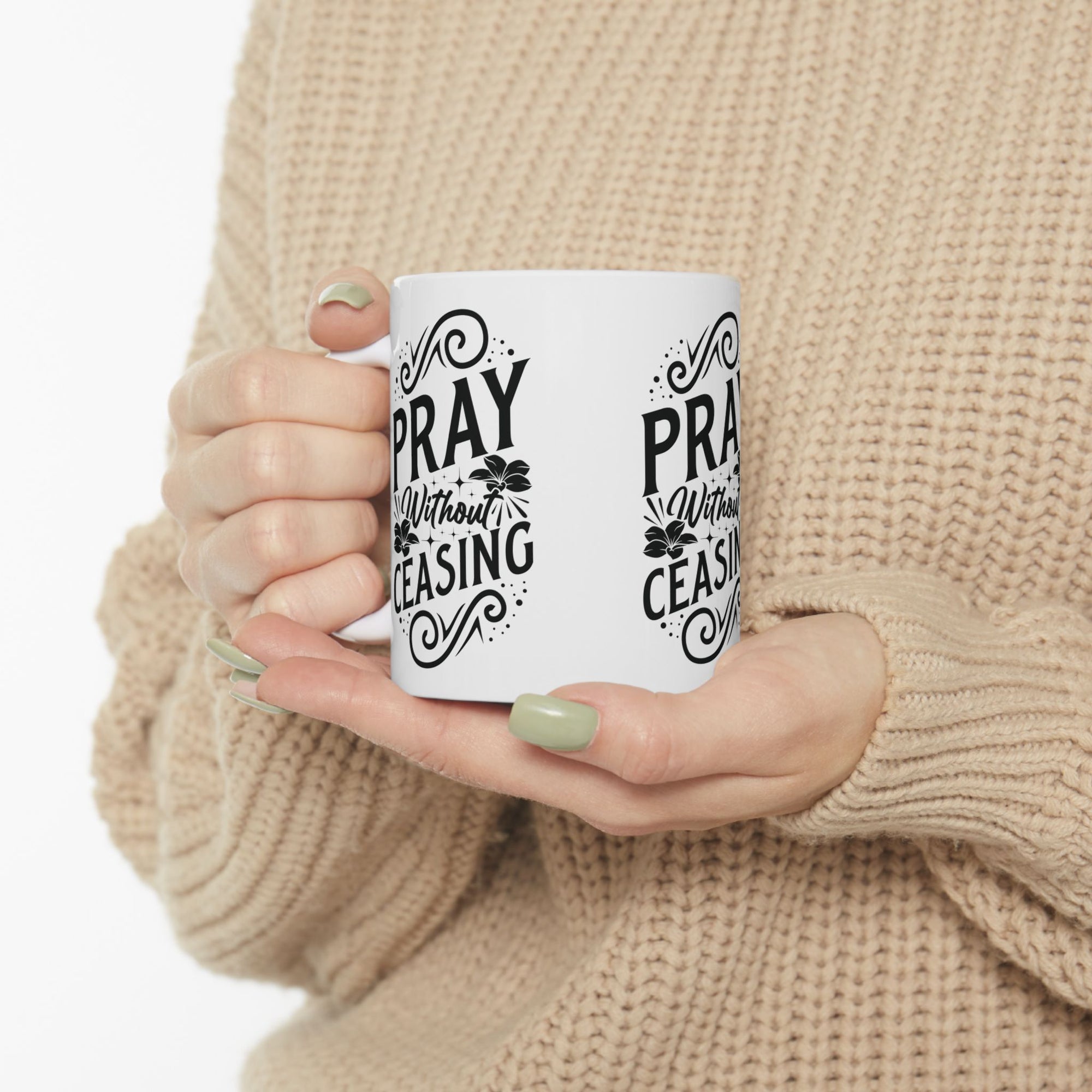 Inspirational Ceramic Mug - "Pray Without Ceasing" - Perfect for Daily Motivation & Gift Giving