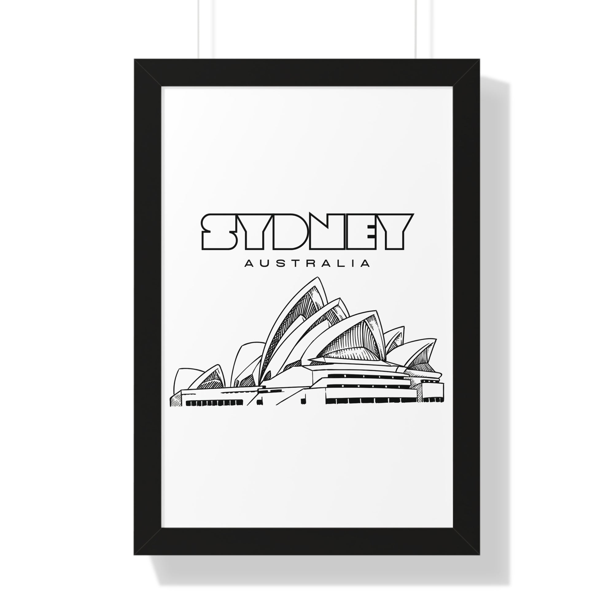 Aesthetic Sydney in White - Framed Vertical Poster