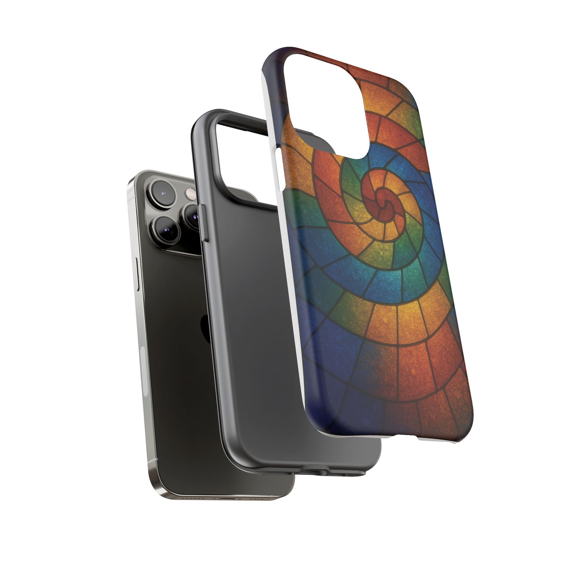 Stained Glass Spiral Colorful Phone Case, Vibrant Tough Phone Protector, Artistic Cell Phone Cover, Trendy Tech Accessories Samsung Galaxy S series and Apple iPhone series
