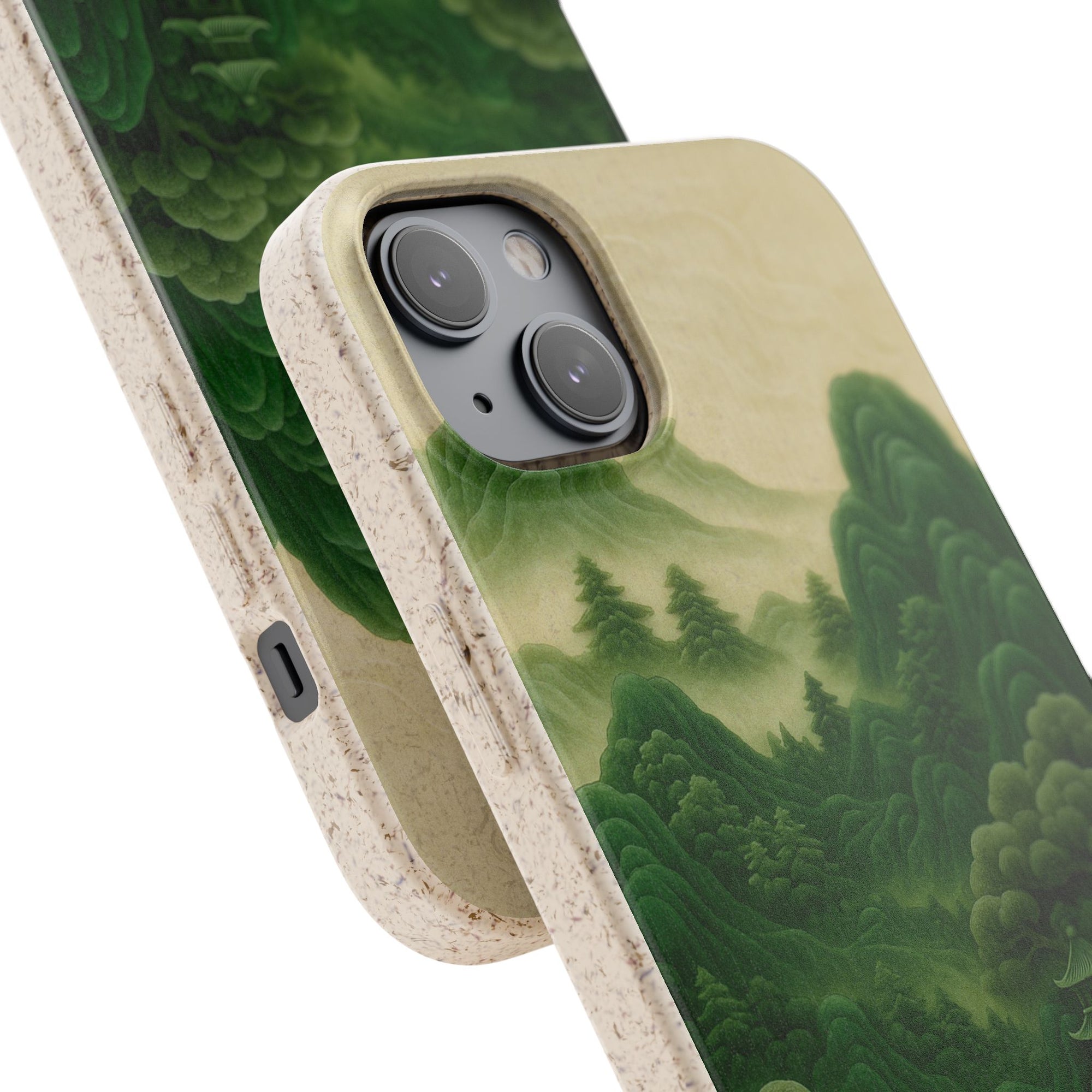 Eco-Friendly Biodegradable Phone Cases with Serene Mountain Landscape Design, Sustainable Gift, Nature Lover Accessory, Green Phone Cover,