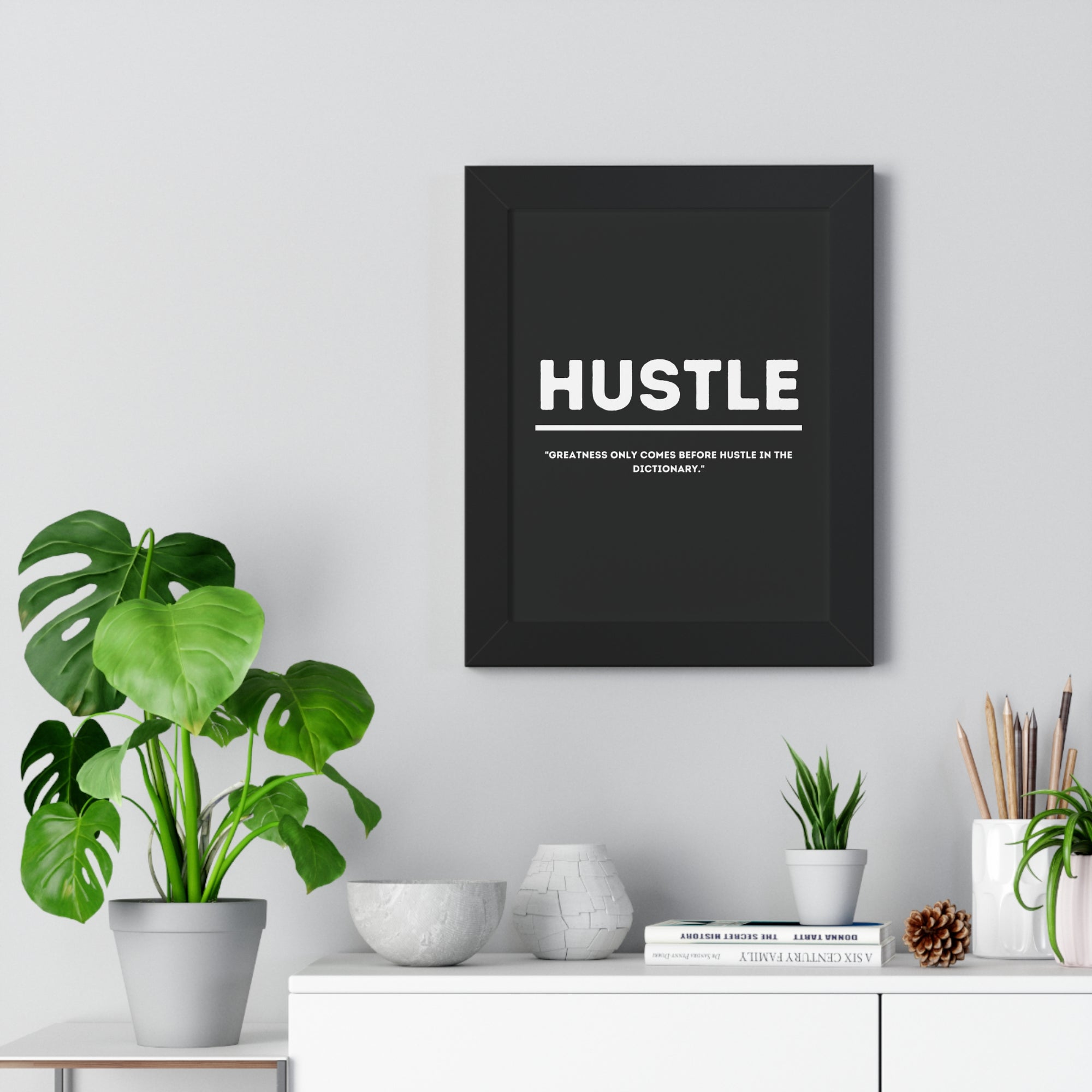 Minimalist in Black (Hustle) - Framed Vertical Poster
