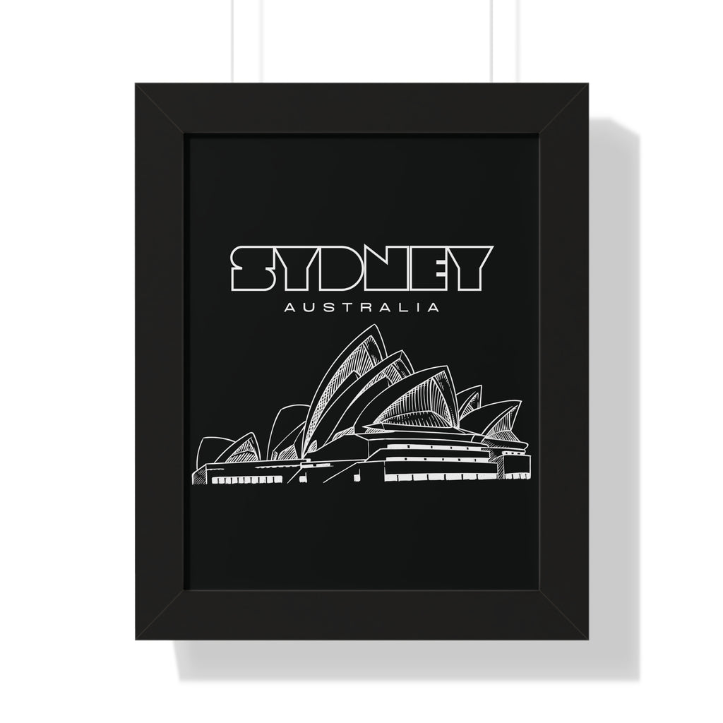 Aesthetic Sydney in Black - Framed Vertical Poster