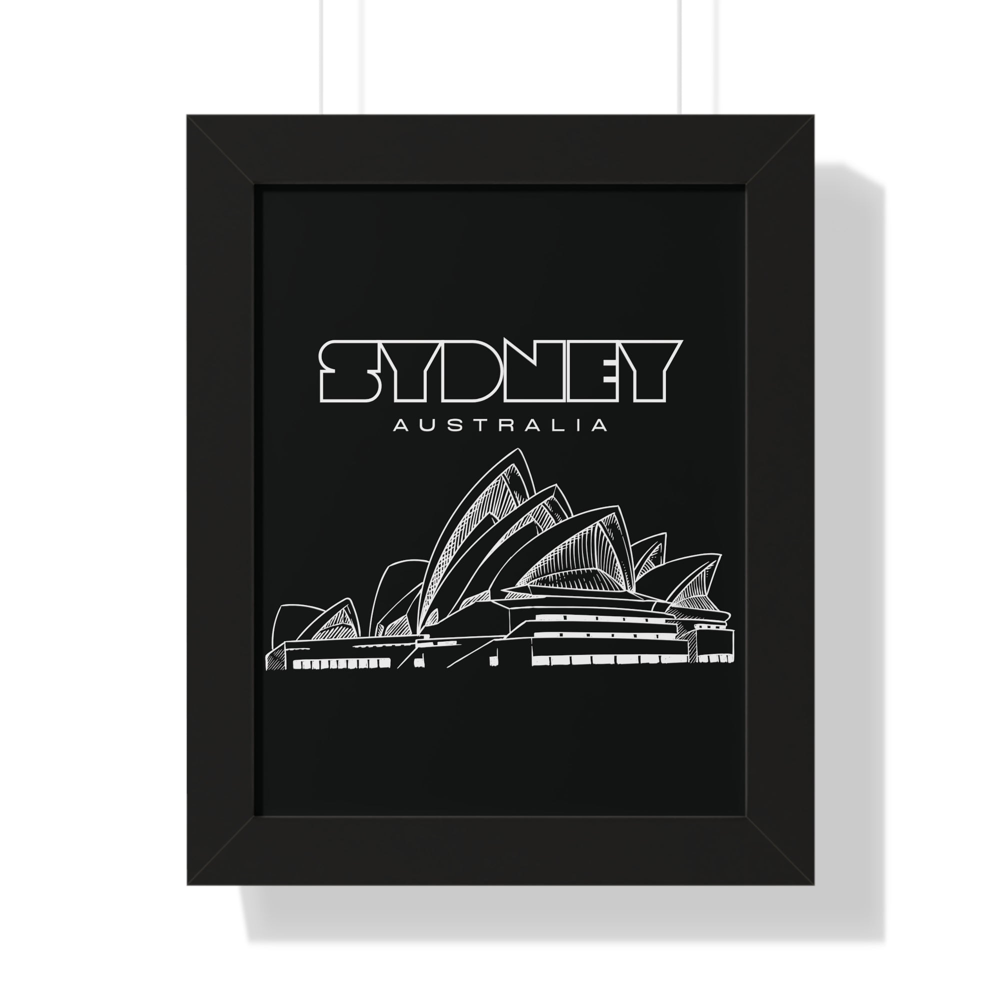 Aesthetic Sydney in Black - Framed Vertical Poster