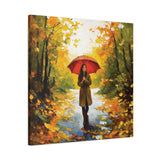 Autumn Serenity Canvas Wall Art, Perfect for Cozy Home Decor, Gift for Fall Lovers, Red Umbrella Art, Nature Photography Print