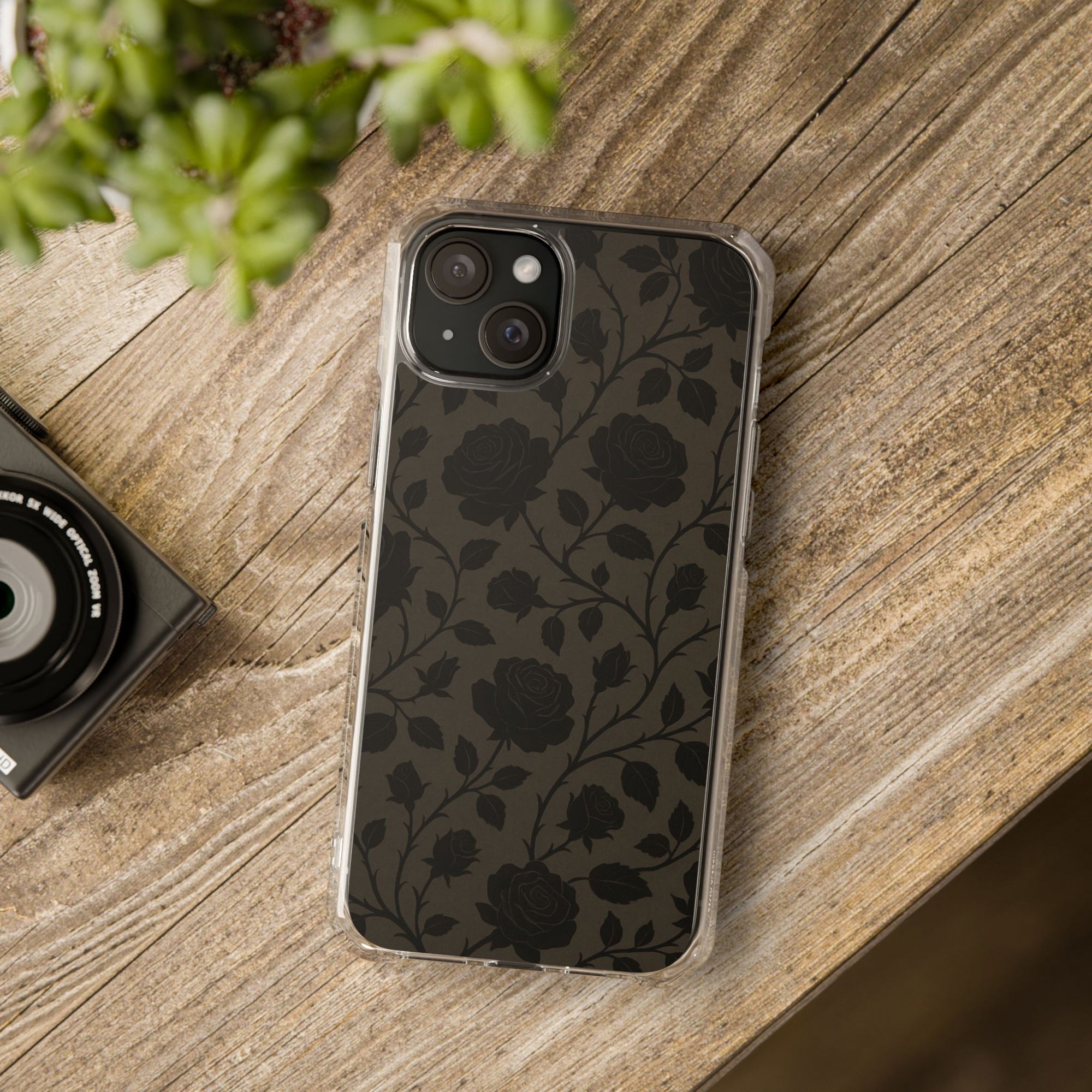 Floral Phone Case - Elegant Rose Design, Magnetic Clear Impact Case for iPhone, Stylish Phone Cover, Gifts for Her, Floral Lover