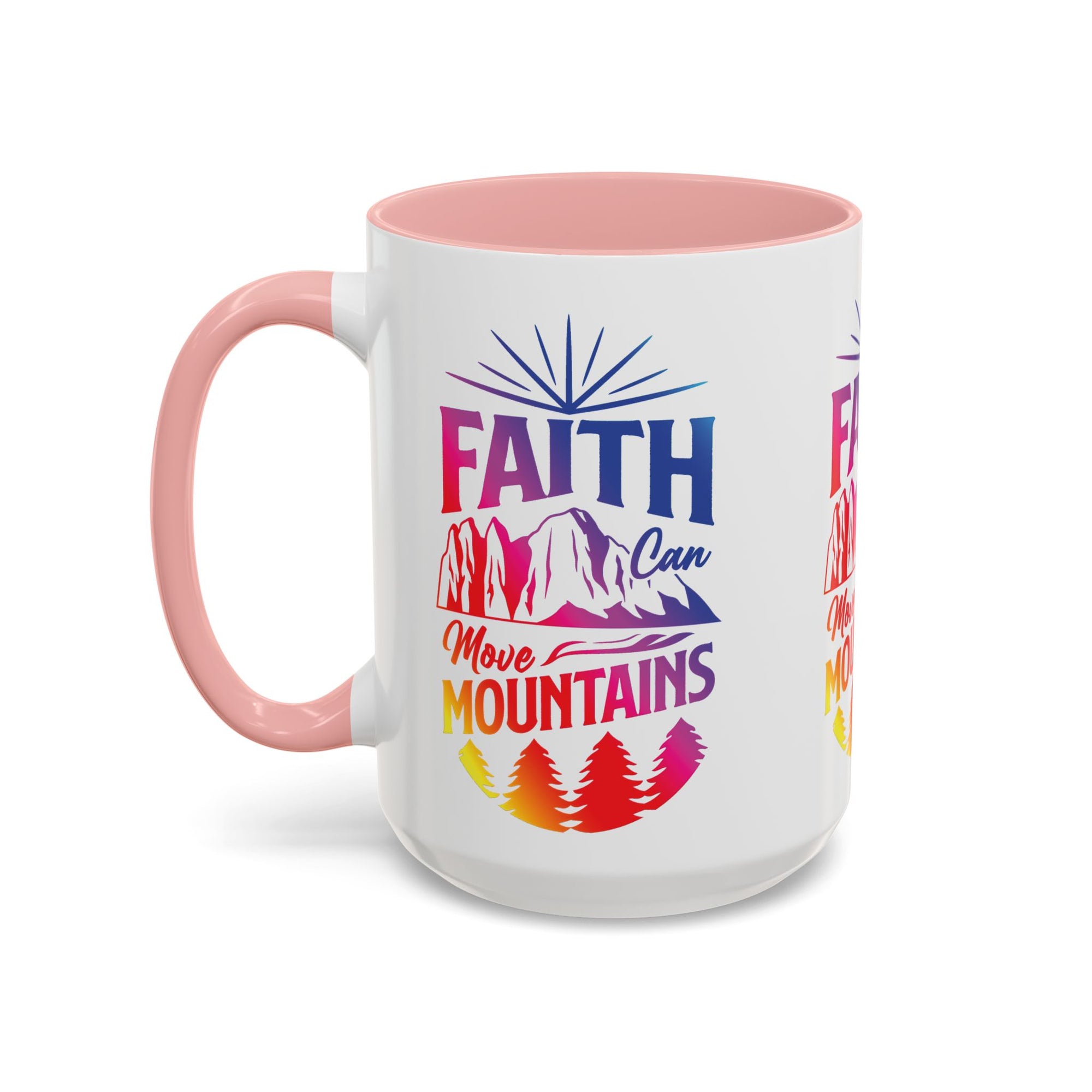 Faith Can Move Mountains Accent Coffee Mug - Inspirational Design